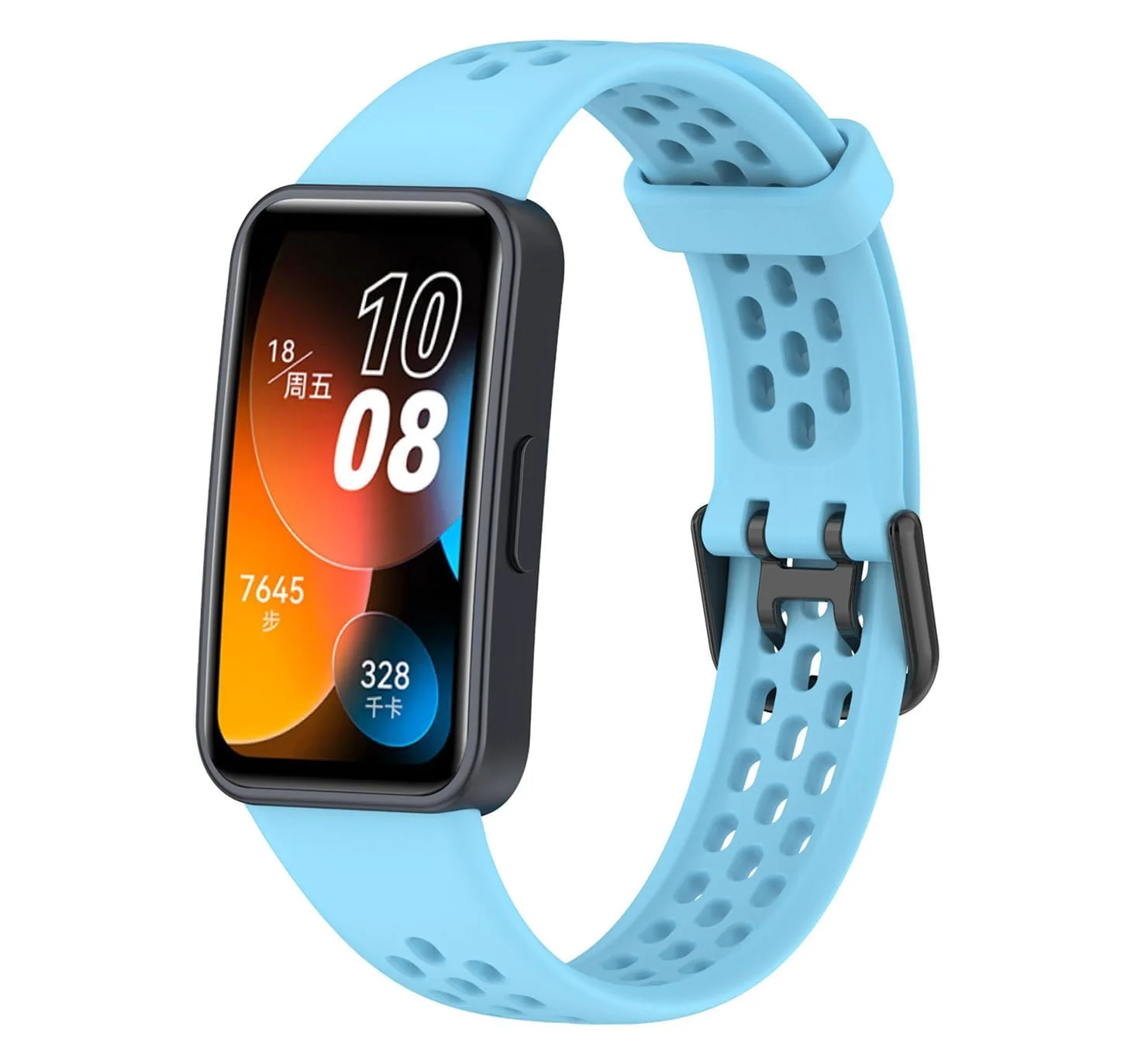 DL3 Mobilak Strap for HUAWEI Band 8 Replacement Band, Silicone Belt, Soft, Waterproof, Sweatproof, Easy to Put on and Take Off, HUAWEI Band 8 Replacement Strap, Sport Band - Sky Blue