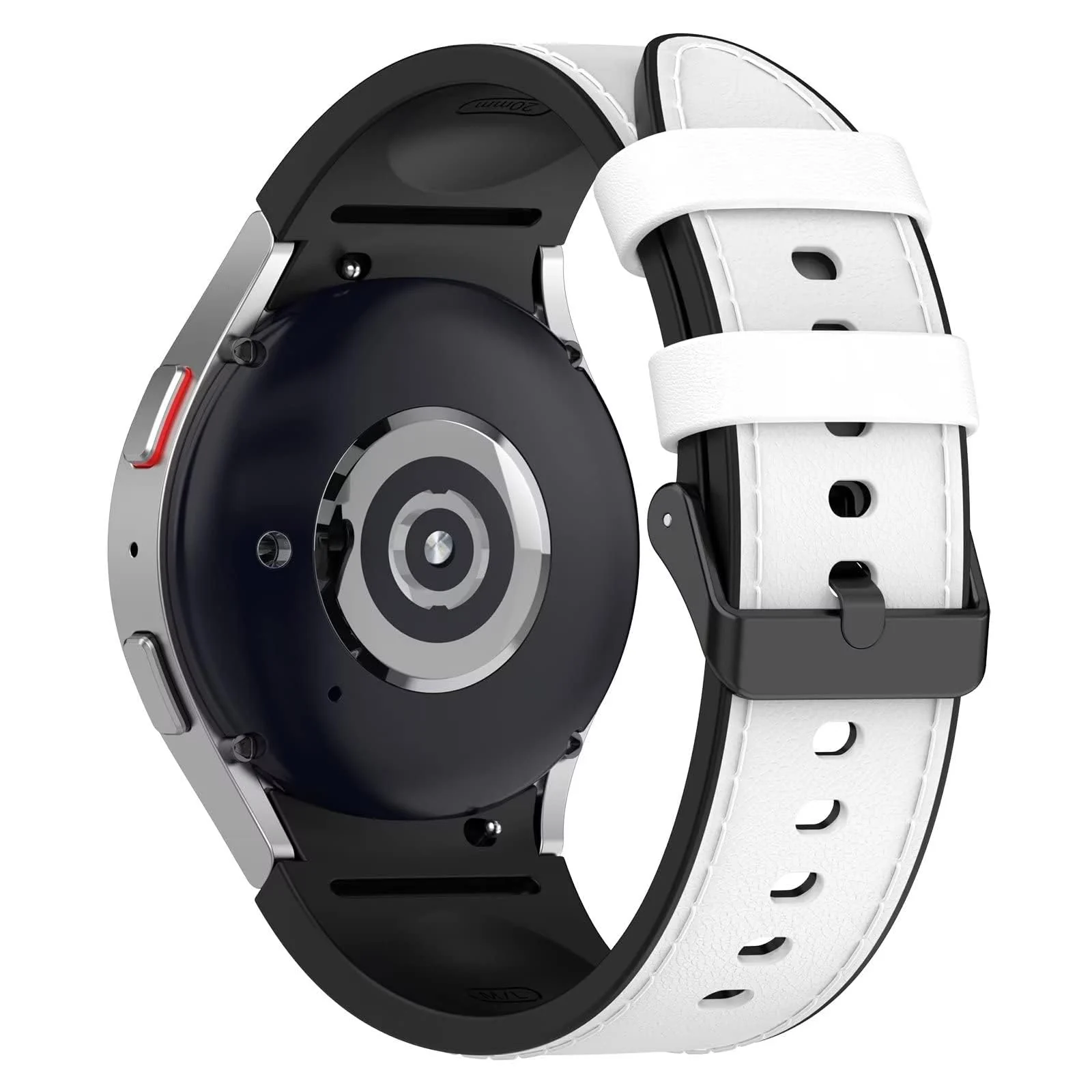 DL3 Mobilak No Gap Leather silicone Bands Compatible with Samsung Galaxy Watch 6 5 4 40mm 44mm, Galaxy Watch 5 Pro Band 45mm/ Watch 6 4 Classic Band 42mm 46mm 43mm 47mm Soft Strap - White