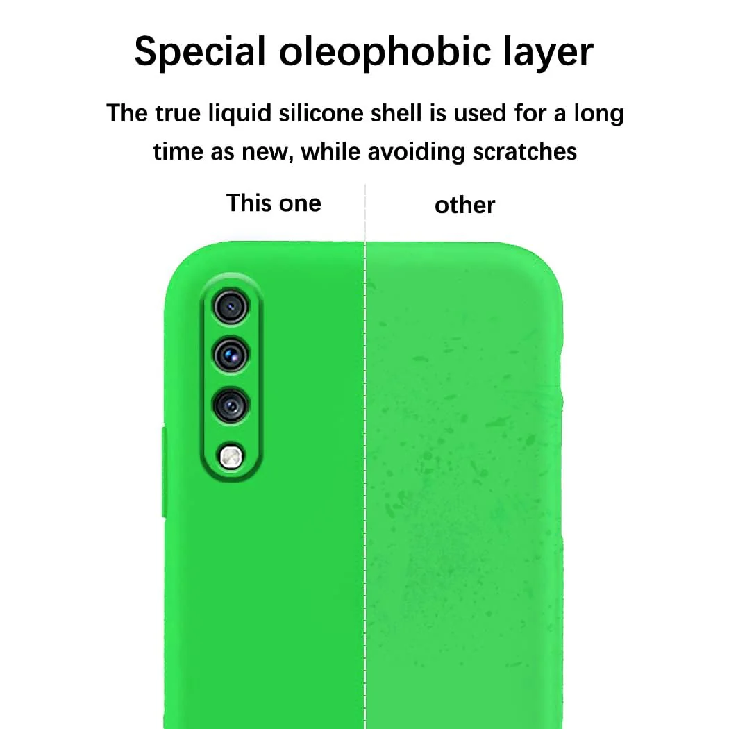 DL3 Mobilak Silicone Protective Case for Samsung Galaxy A70 / A70s, Shock-absorbing protection, Scratch-resistant surface, Soft microfiber lining - Neon Green