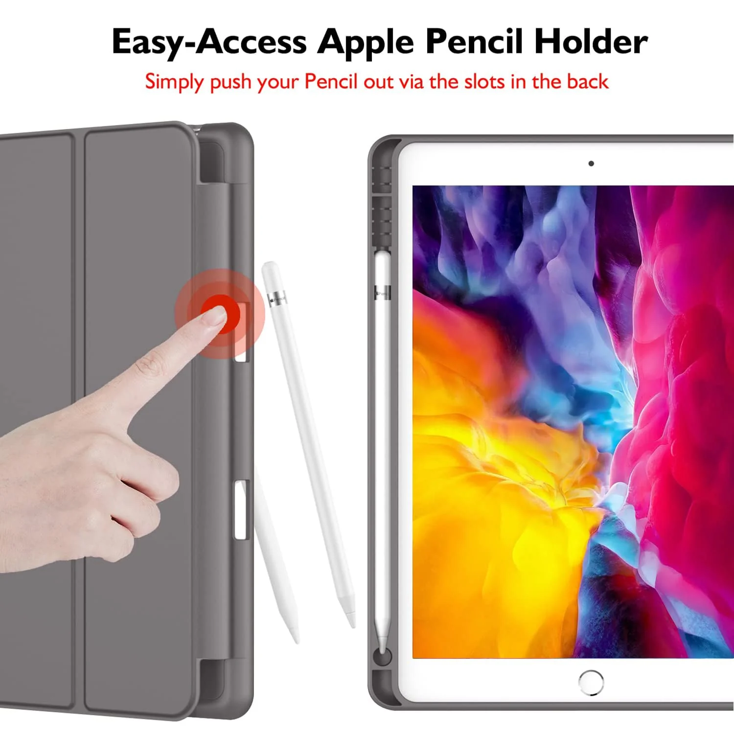 DL3 Mobilak Case For iPad 9.7-inch, (2018/2017), iPad Pro 9.7 Inch 2016, iPad Air 2nd/1st Smart Cover with Pencil Holder and Soft Silicone Back, Full Body Protection, Auto Wake/Sleep - Space Gray