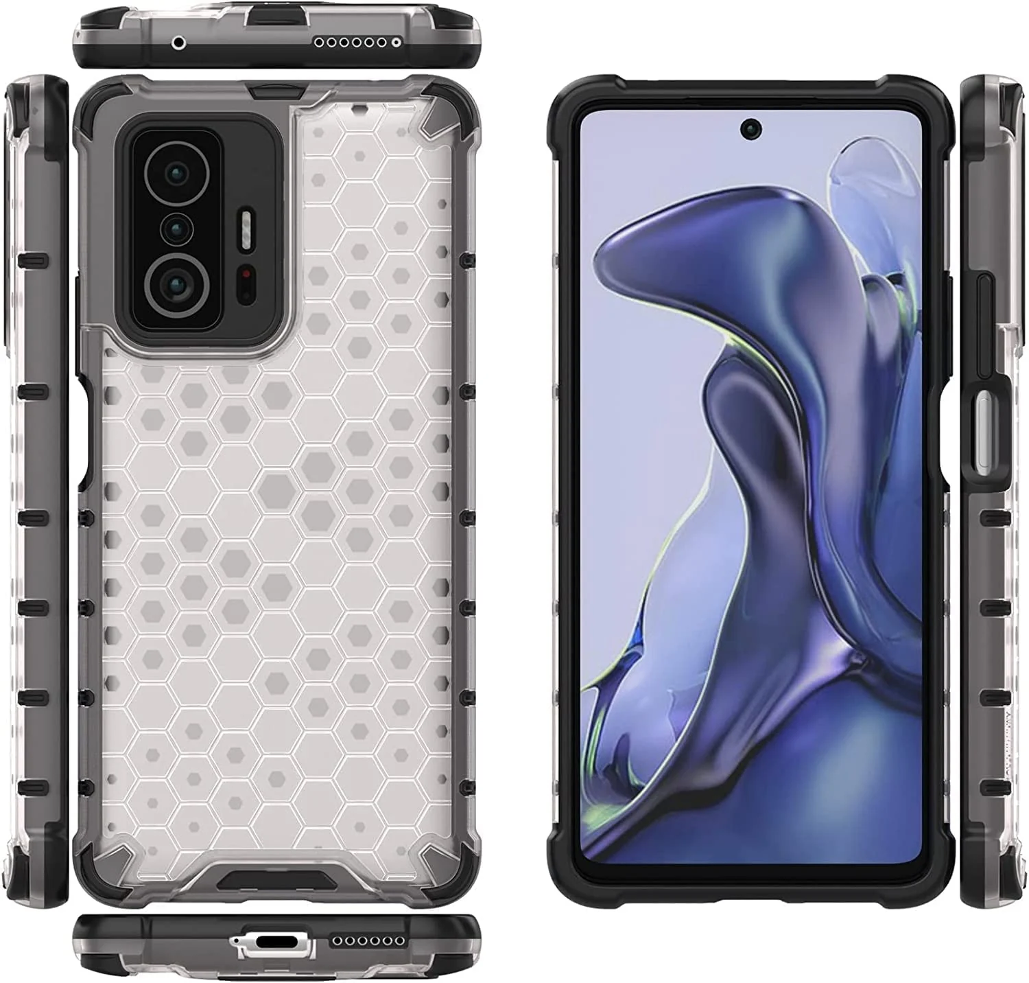 DL3 Mobilak Honeycomb Protective Case for Xiaomi 11T / Xiaomi 11T Pro, Shock-absorbing protection, Transparent design, Slim, lightweight profile - Clear
