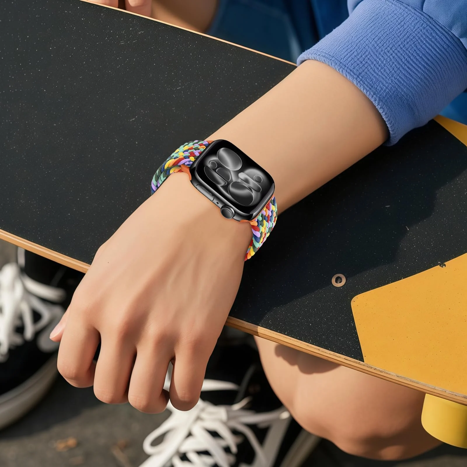 DL3 Mobilak Sport Solo Loop Compatible with Apple Watch Band 42mm 44mm 45mm 46mm 49mm for Women Men, Magnetic Strap Stretchy Braided Wristband for iWatch Series 11 10 9 8 7 6 5 4 3 Ultra 3 2 1 SE SE2 - Colorful