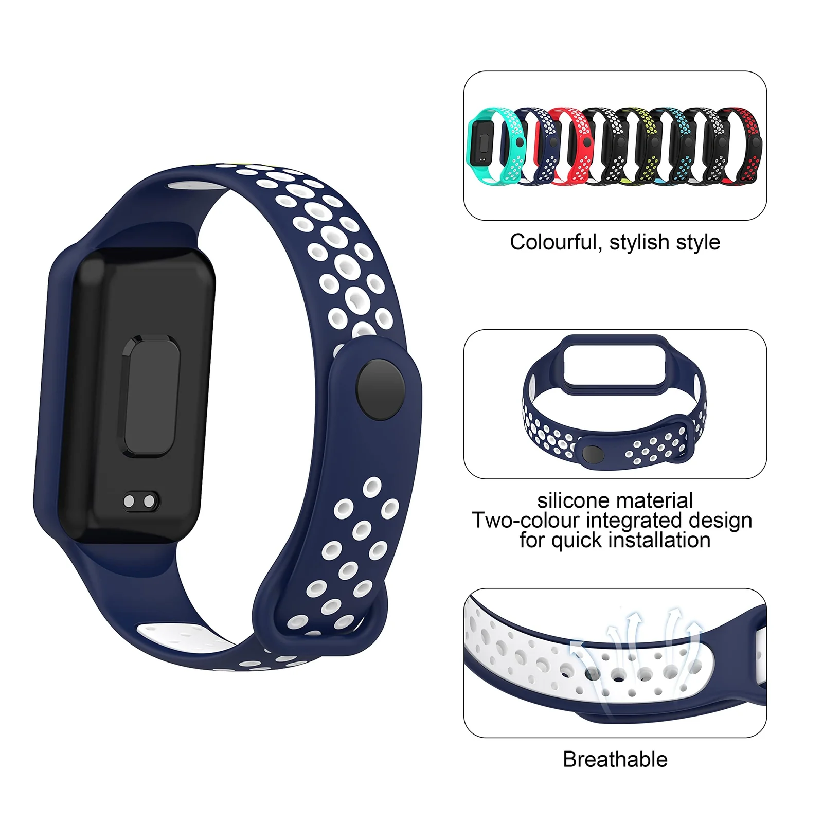 DL3 Mobilak Smart Watch Strap for Xiaomi Redmi Band 2, Sport Silicone Watch Band Wrist Strap, Replacement Bracelet Wristband Wrist Strap for Xiaomi Redmi Smart Band2 Accessories - Blue White