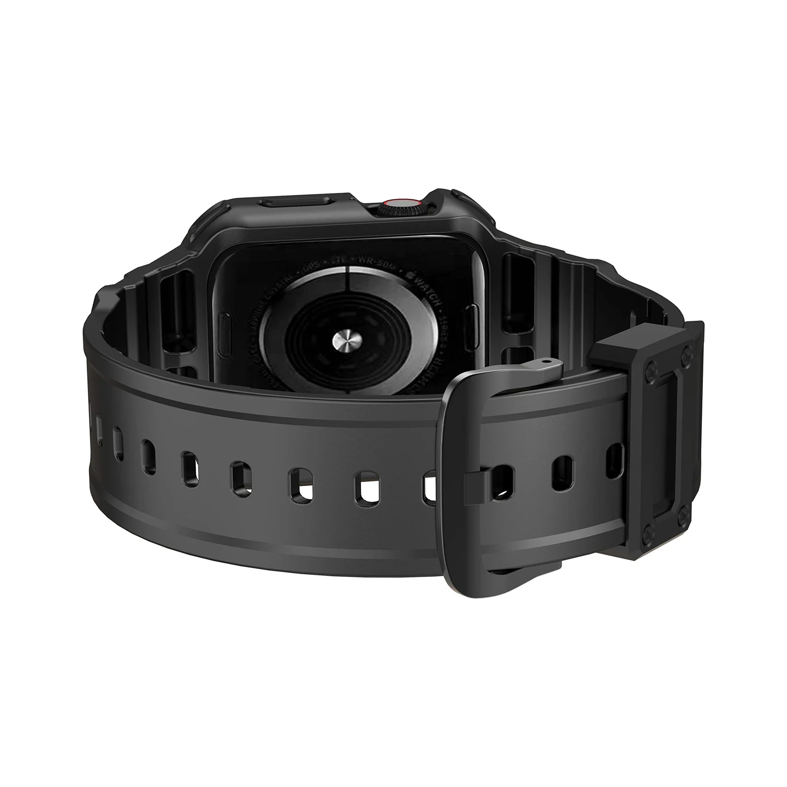 DL3 Mobilak Compatible With Apple Watch Band 45mm 44mm 42mm with Bumper Case, Rugged Men Bands for iWatch SE SE 2 Series 9 8 7 6 5 4 3 2 1, Sport Military Protector Drop-proof Shockproof - Black