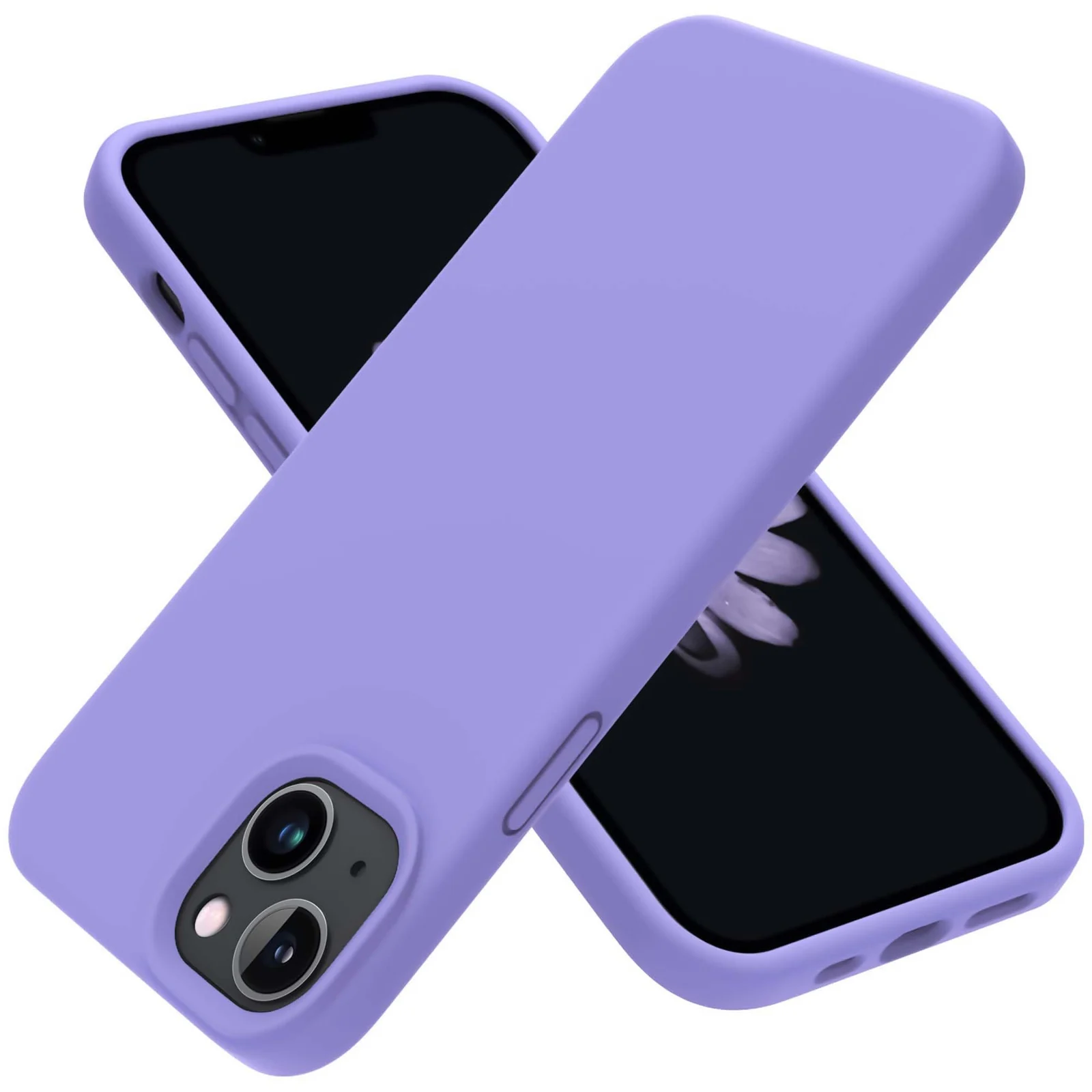 "DL3 Mobilak Compatible with iPhone 15 Plus/iPhone 14 Plus Case 6.7"", Slim Liquid Silicone 3 Layers Soft Gel Rubber Cover Protective Phone Case with Anti-Scratch Microfiber Lining - Light Purple"