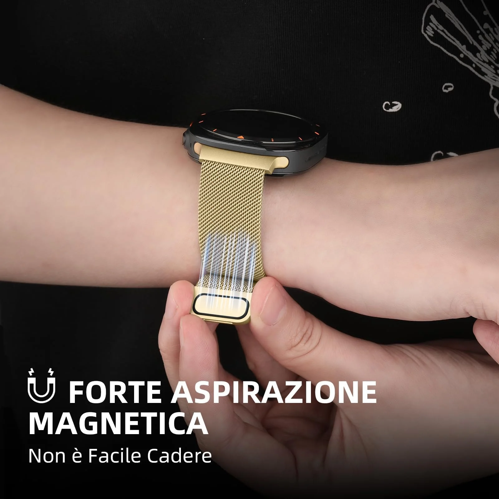 DL3 MOBILAK Milanese Magnetic Stainless-Steel Watch Strap for Samsung Galaxy Watch Ultra 47MM (2026 and 2025 and 2024) - A-Gold