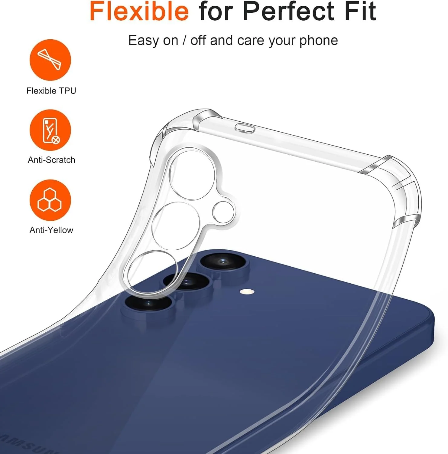 DL3 MOBILAK Case Compatible with Samsung Galaxy S25 FE, Cover SiliconeTransparent TPU Gorilla Anti-shock Protector Camera Shockproof Corners - Clear