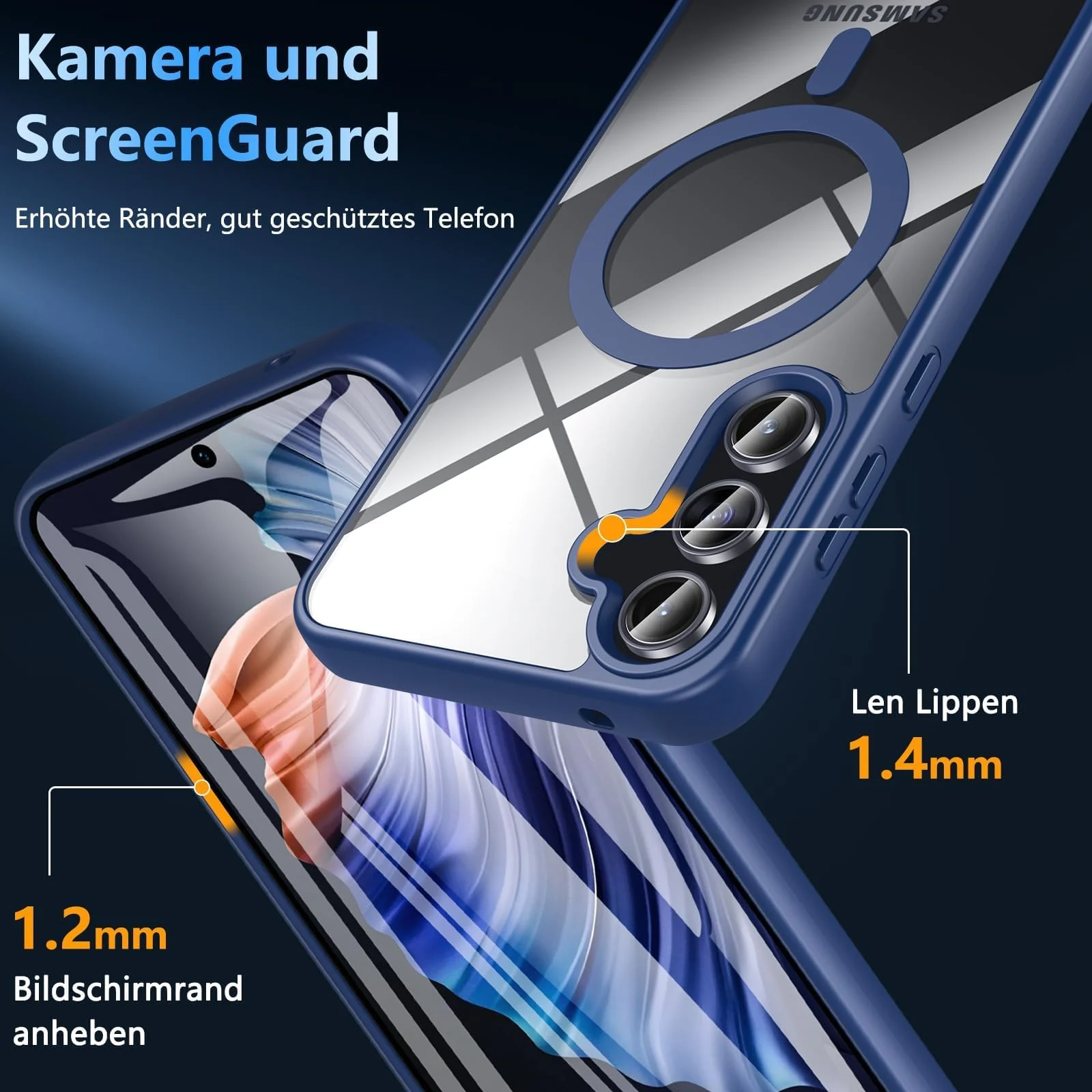 DL3 Mobilak Clear MagSafe-Compatible Magnetic Case for Samsung Galaxy A17, Samsung Galaxy A26 5G with Camera Protection and Magnetic Car-Mount Support - Blue