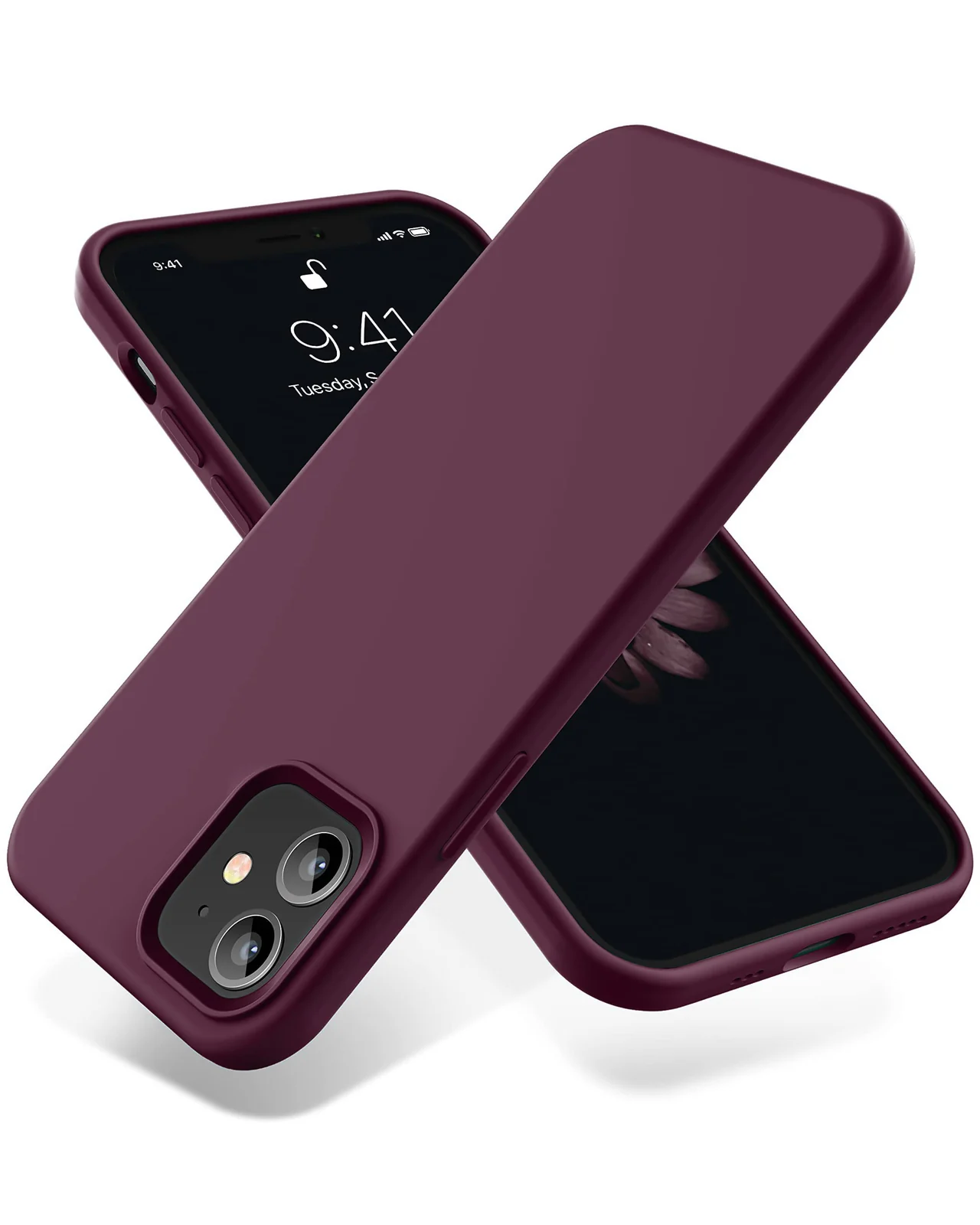 DL3 Mobilak Liquid Silicone Case for iPhone 11 (6.1 Inch), Shock-absorbing protection, Scratch-resistant surface, Soft microfiber lining - Wine Red
