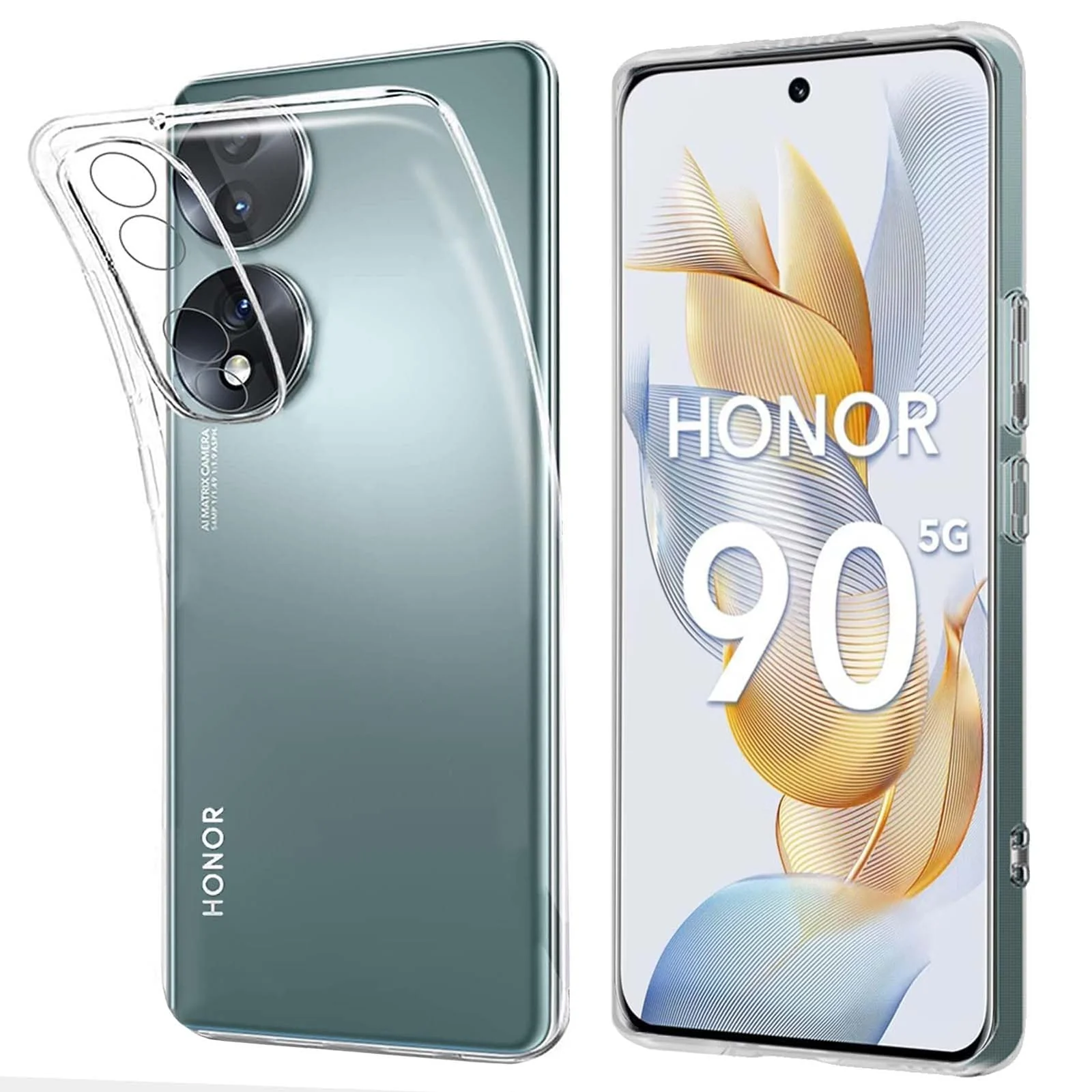 DL3 Mobilak Case Compatible with Honor 90 5G Case Crystal Soft TPU Gel Case Flexible Silicone Anti-Scratch Camera Protection TPU Cover - Clear