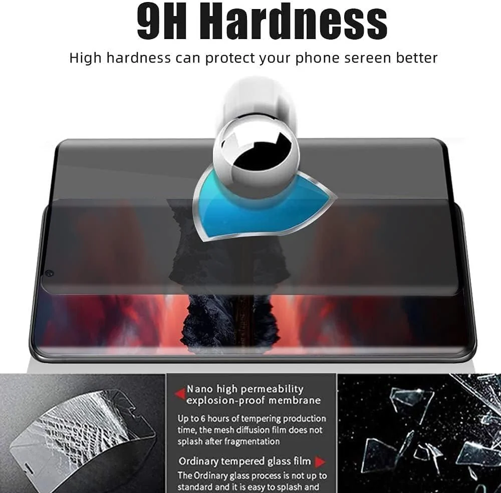 DL3 Mobilak Screen Protector for Samsung Galaxy S21 Ultra Glass Fingerprint Reader Support 3D Curved Anti-Spy Tempered Glass Screen Protector - Privacy
