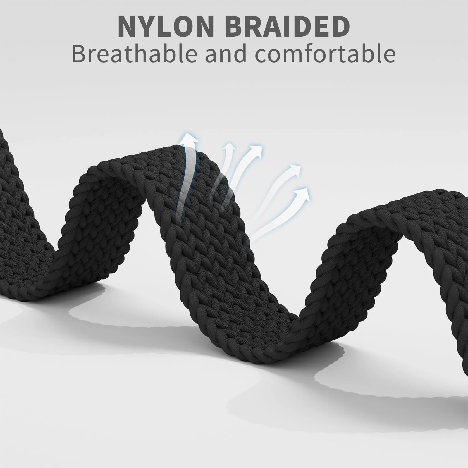 DL3 Mobilak Braided Band For Redmi 4/5 / 6 / Xiaomi Smart Band 8 Pro/Band 9 Pro for Women Men, Adjustable Braided Bands Straps Elastics Sport Wristband Nylon Strap - Black