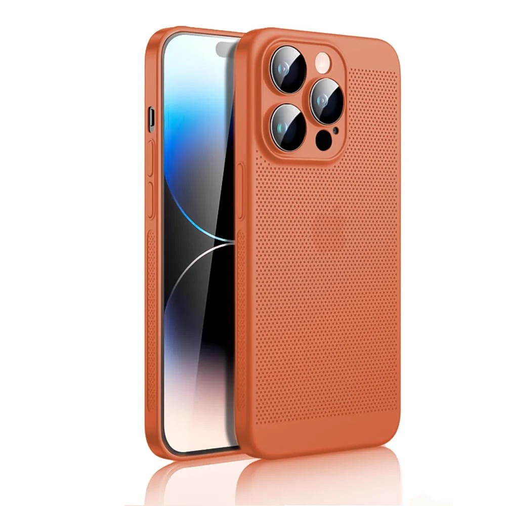 Dl3 Mobilak Case For iPhone 14 Pro Max 6.7-Inch Heat Dissipation Case with Built-in Camera Lens Protector Slim Fit Breathable Cooling Anti-Fingerprint Hard PC Back Shockproof Cover - Black