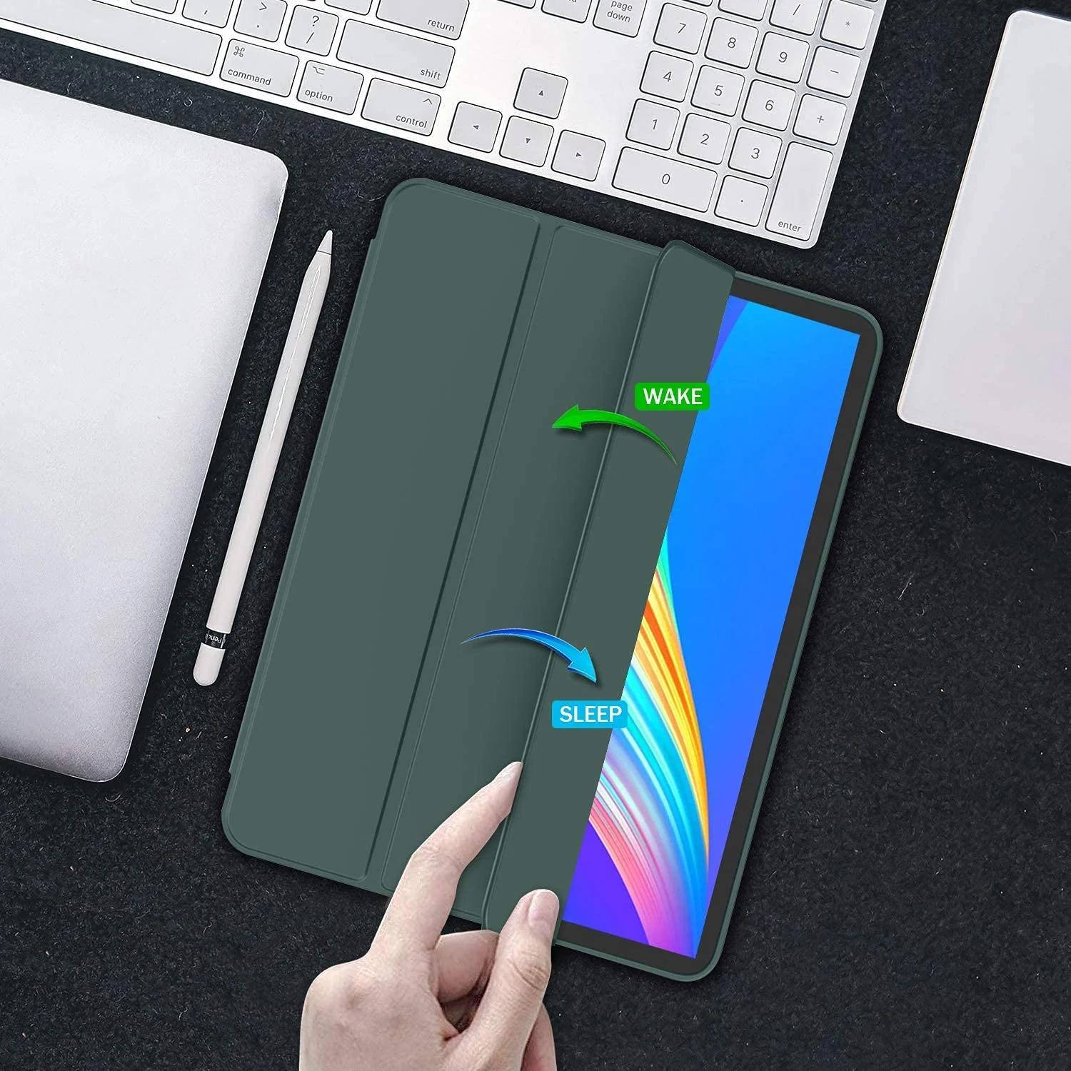 DL3 Mobilak iPad Pro 11 Inch Case 2022(4th Gen)/2021(3rd Gen)/2020(2nd Gen) with Pencil Holder, Smart iPad Case [Support Touch ID and Auto Wake/Sleep] with Auto 2nd Gen Pencil Charging - Green