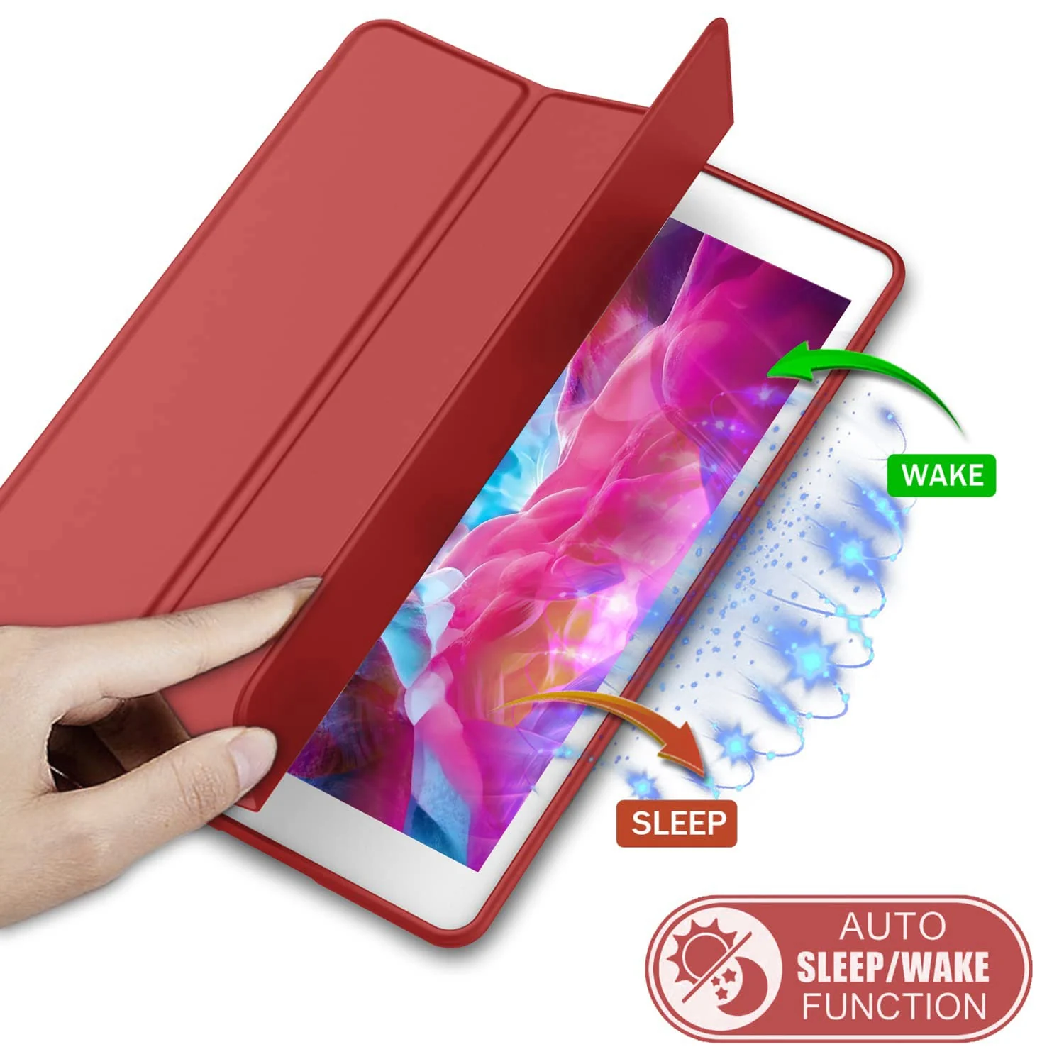 "DL3 Mobilak Smart Case for Samsung Galaxy Tab S8 Ultra 14.6"" 2022 with Pencil Holder, Soft TPU Smart Stand Back Cover Auto Wake/Sleep Feature - Red"