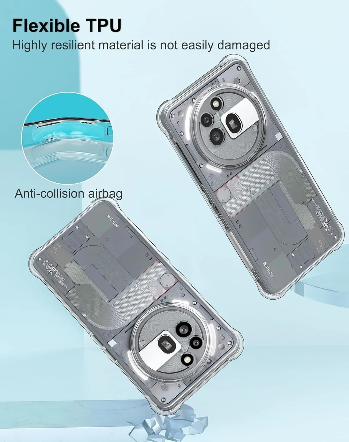 DL3 Mobilak Case Compatible with Nothing Phone 3A Pro, Cover Silicone TPU Gorilla Anti-shock Protector Camera Shockproof Corners - Clear