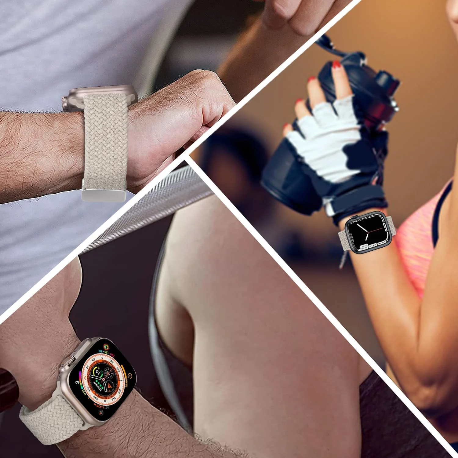 DL3 Mobilak Sport Solo Loop Compatible with Apple Watch Band 42mm 44mm 45mm 46mm 49mm for Women Men, Magnetic Strap Stretchy Braided Wristband for iWatch Series 11 10 9 8 7 6 5 4 3 Ultra 3 2 1 SE SE2 - Starlight