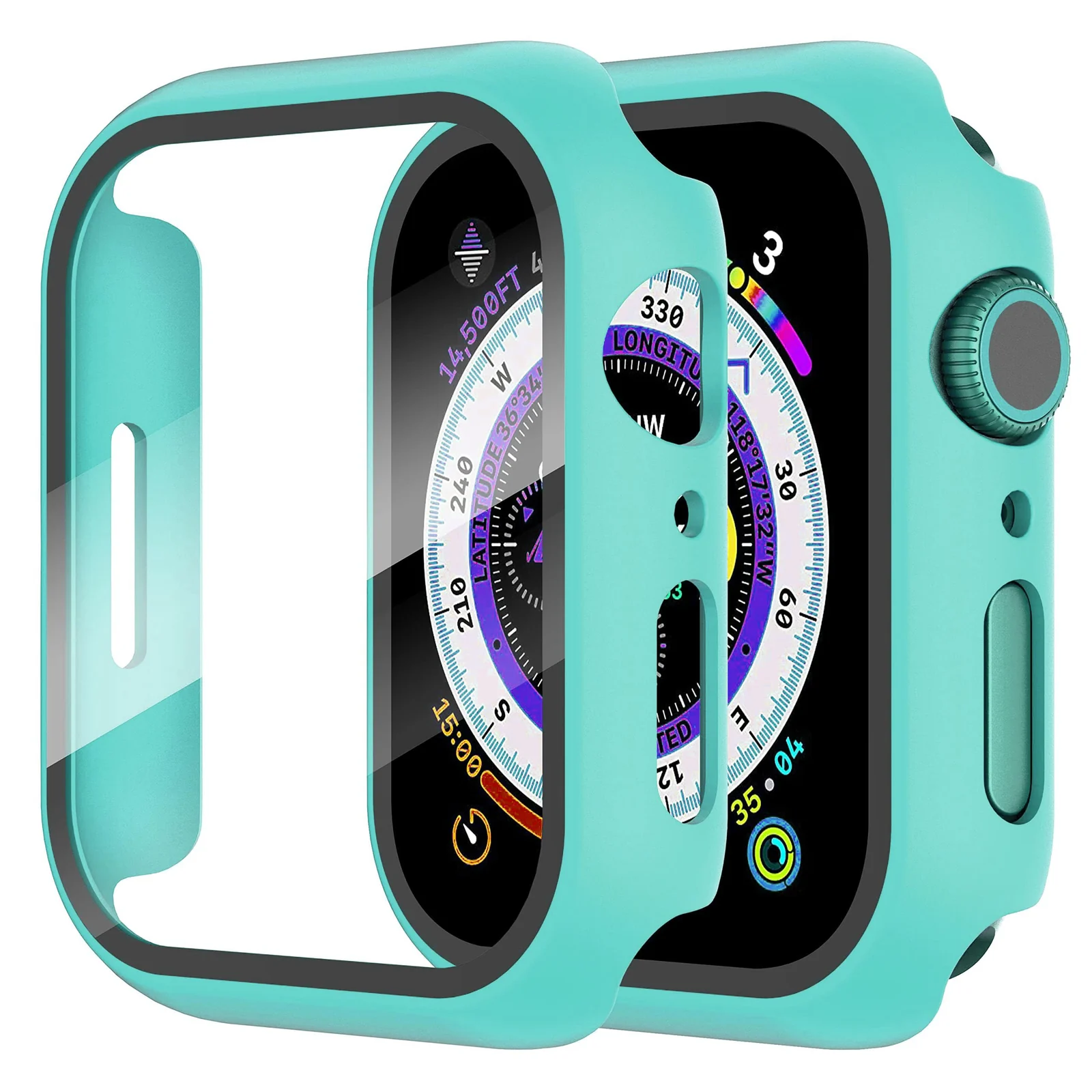 DL3 Mobilak Hard Case Designed for Apple Watch 41mm Series 9 8 7, Built-in 9H [HD Clear] Tempered Glass Screen Protector, [Full Protection] Slim Cover for iWatch 41mm Series 9 8 7 - Turquise