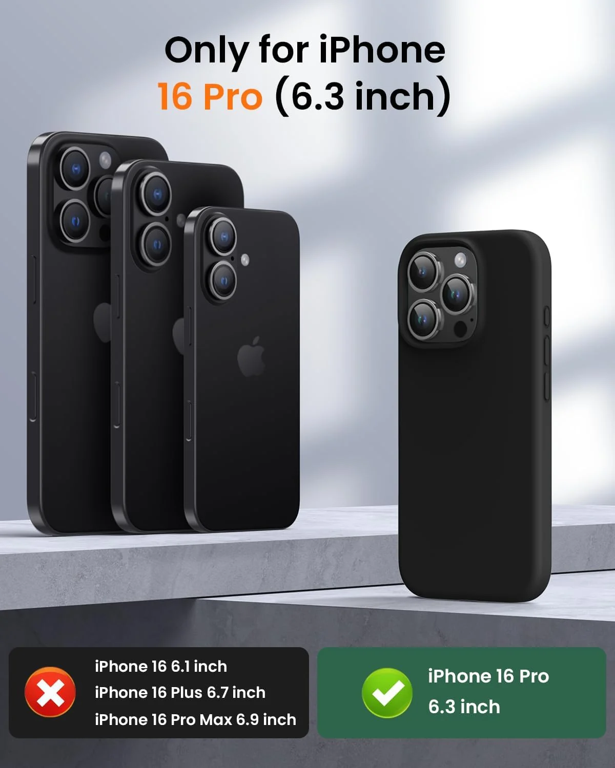 DL3 Mobilak Liquid Silicone Protective Case with Soft Microfiber Lining for iPhone 16 Pro - Black