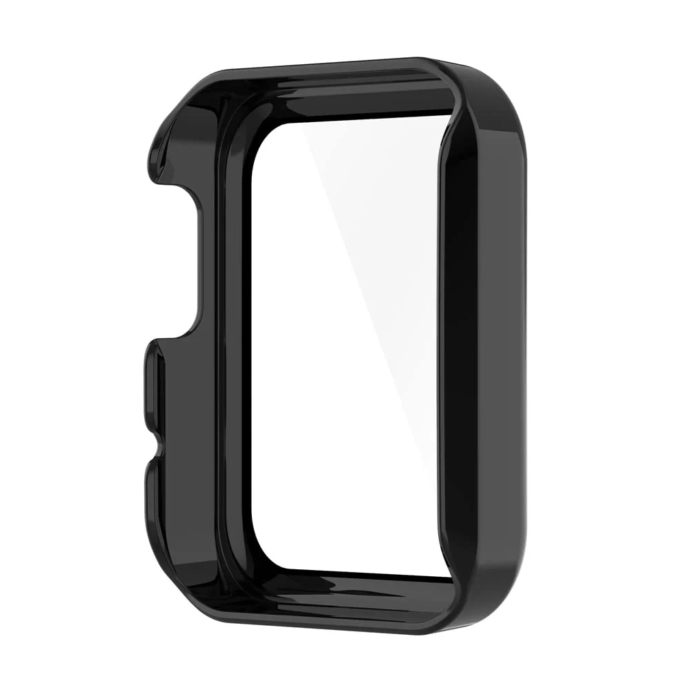 DL3 Mobilak Protective Case Compatible with Xiaomi Mi Watch Lite, 9H Hardness PC Cover Bumper Full Slim Protective Case with Tempered Glass For Redmi Watch Lite - Black