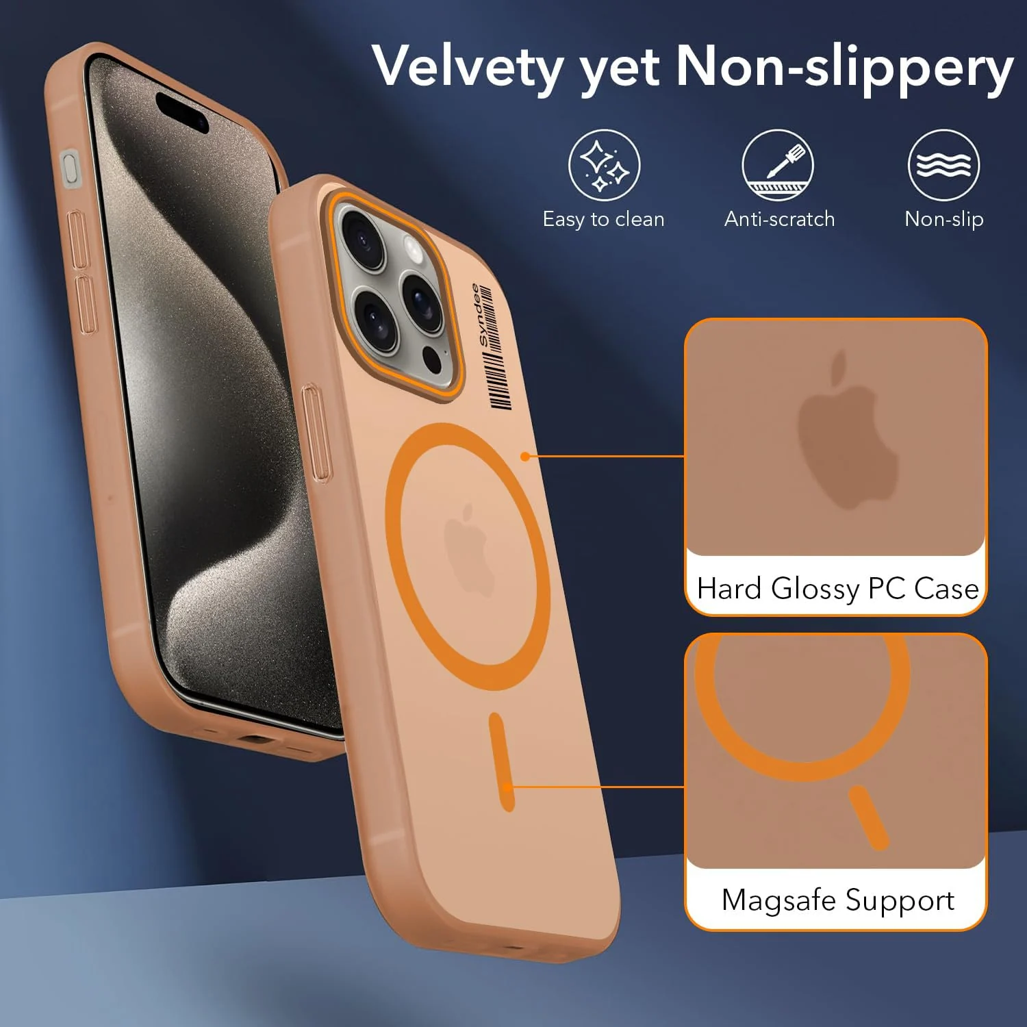 DL3 Mobilak Case Back Cover for iPhone 11 Pro Max 6.5-Inch, Sleek Frosted Translucent Back Only Compatible with Wireless Magnetic Accessories | Anti-Scratch Shockproof Phone Case - Orange