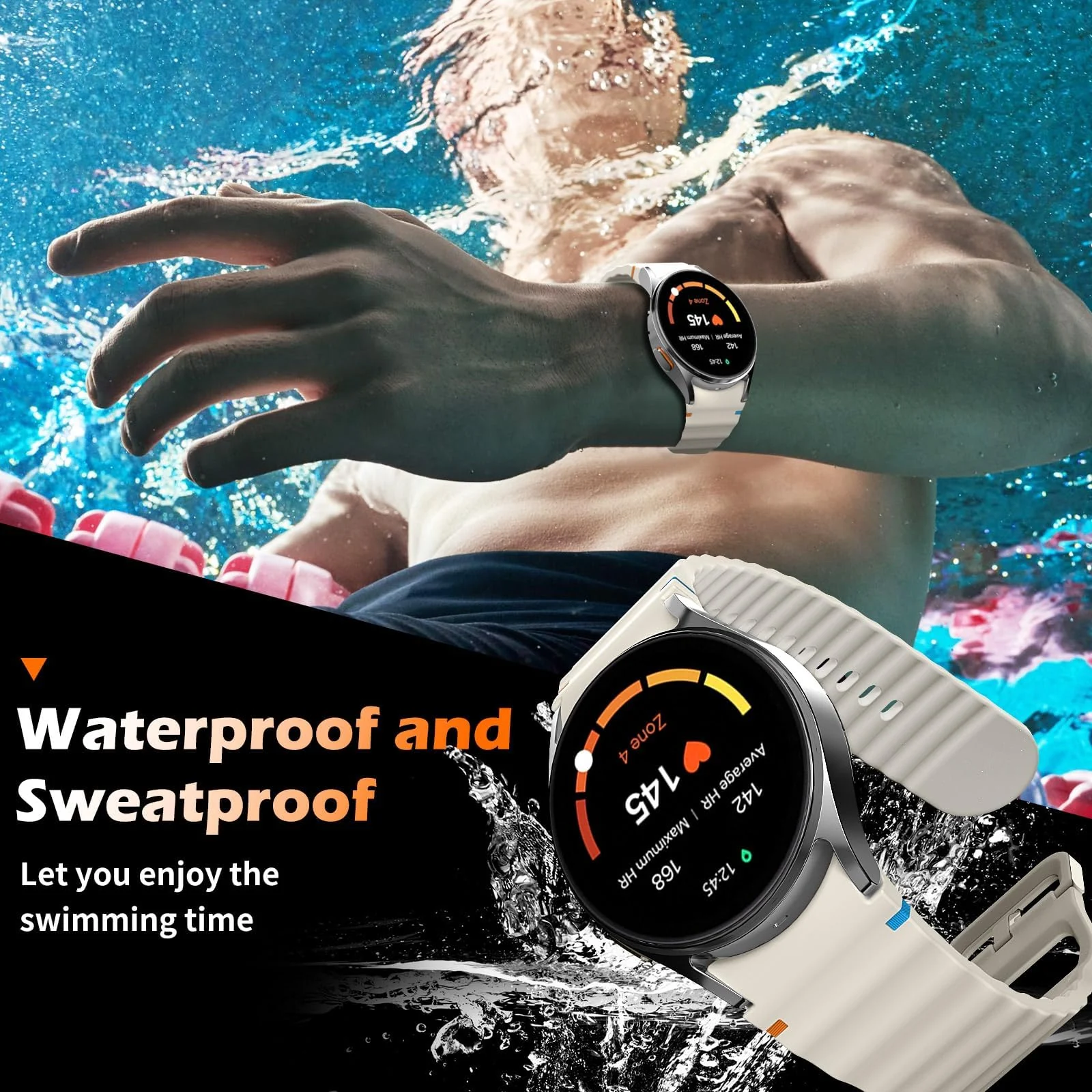 DL3 Mobilak No Gap Sport Bands For Samsung Galaxy Watch 7 6 5 4 FE Strap 40mm 44mm, Soft Silicone Sport Band for Galaxy Watch 6 Classic Straps 47mm 43mm/Galaxy Watch 5 Pro/Watch 4 Classic 42mm 46mm for Men Women - Starlight
