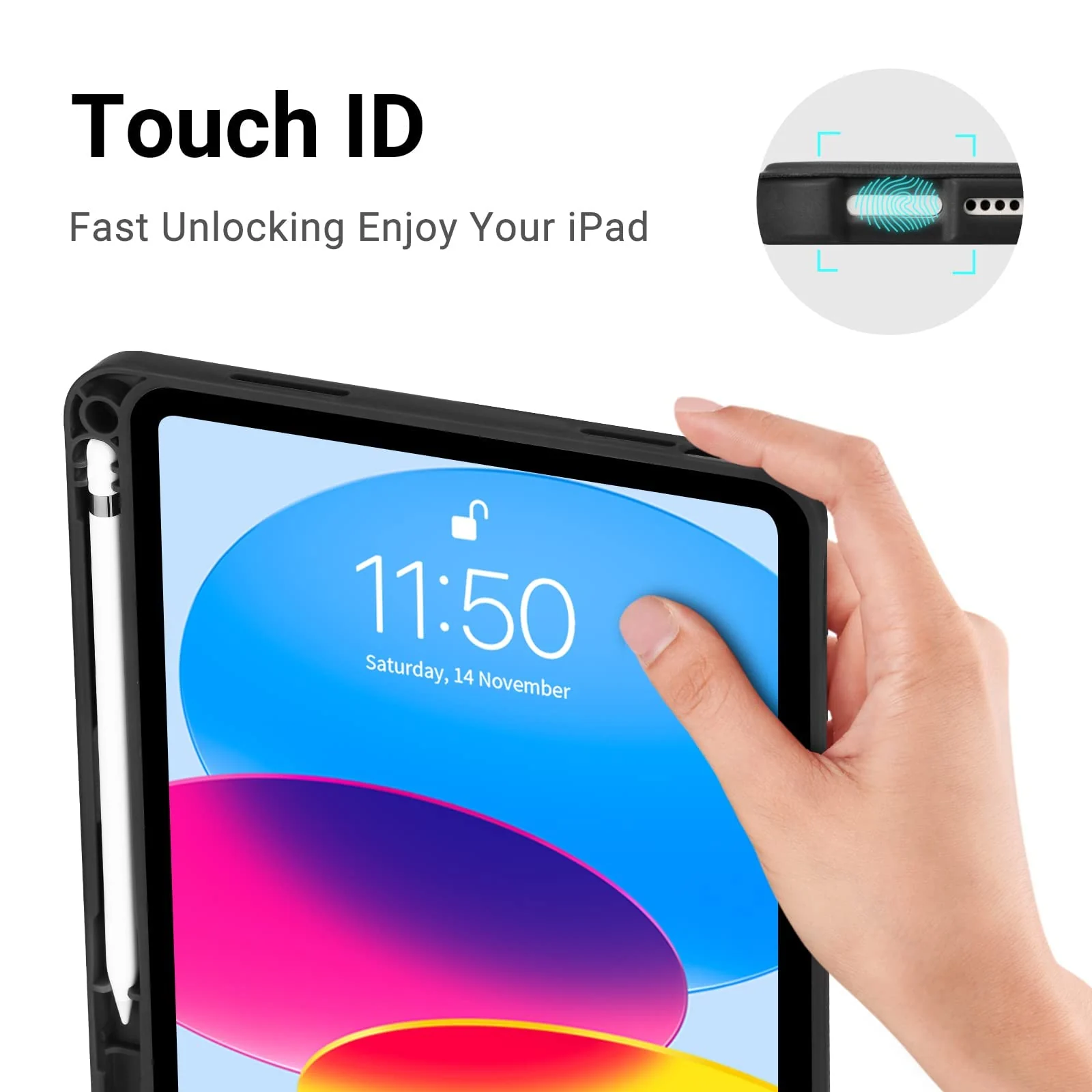 DL3 Mobilak iPad (A16) Case/iPad 10th Generation [11-Inch 2025/10.9 Inch 2022] with Pencil Holder, [Support Touch ID] Flexible TPU Back Shell Smart Trifold Stand Protective Auto Wake/Sleep - Black