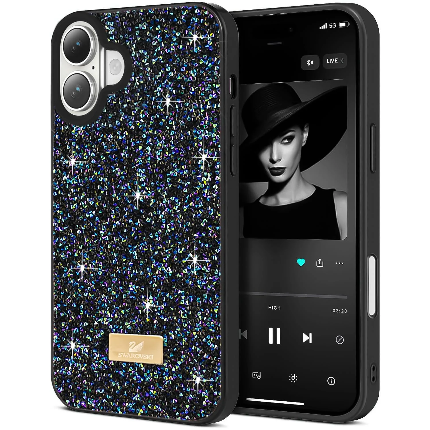 DL3 MOBILAK Case For iPhone 16+ Plus 6.7-Inch Case Glitter, Sparkle Diamond Crystal Bling Case with Bling, Ultra Thin Lightweight Full Body Shockproof Anti-Scratch Protective Cover
