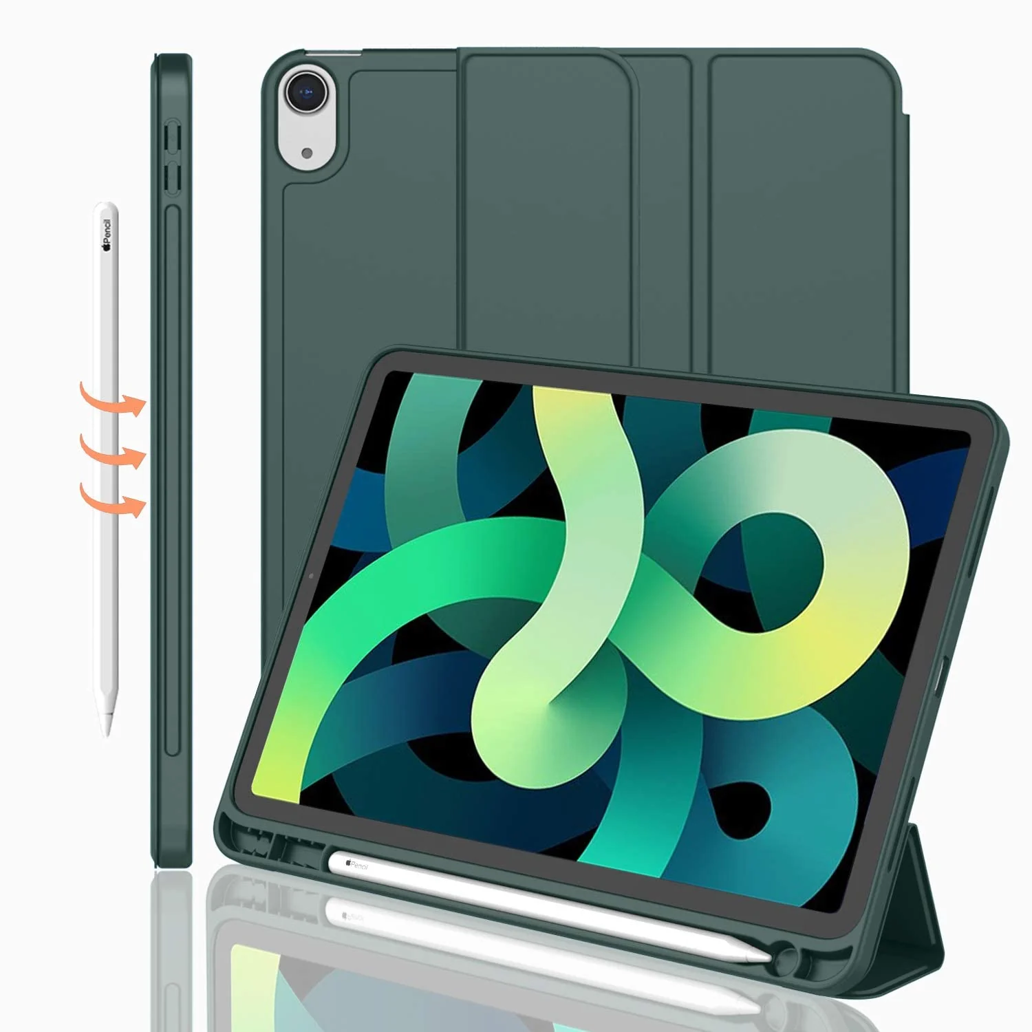DL3 Mobilak iPad Air 11-Inch M2 (2024), iPad Air 5/4 (2022/2020 5th/4th 10.9-Inch) Case with Pencil Holder Full Body Protection + Charging Support Compatible with Apple Pencil (2nd generation) and - Green
