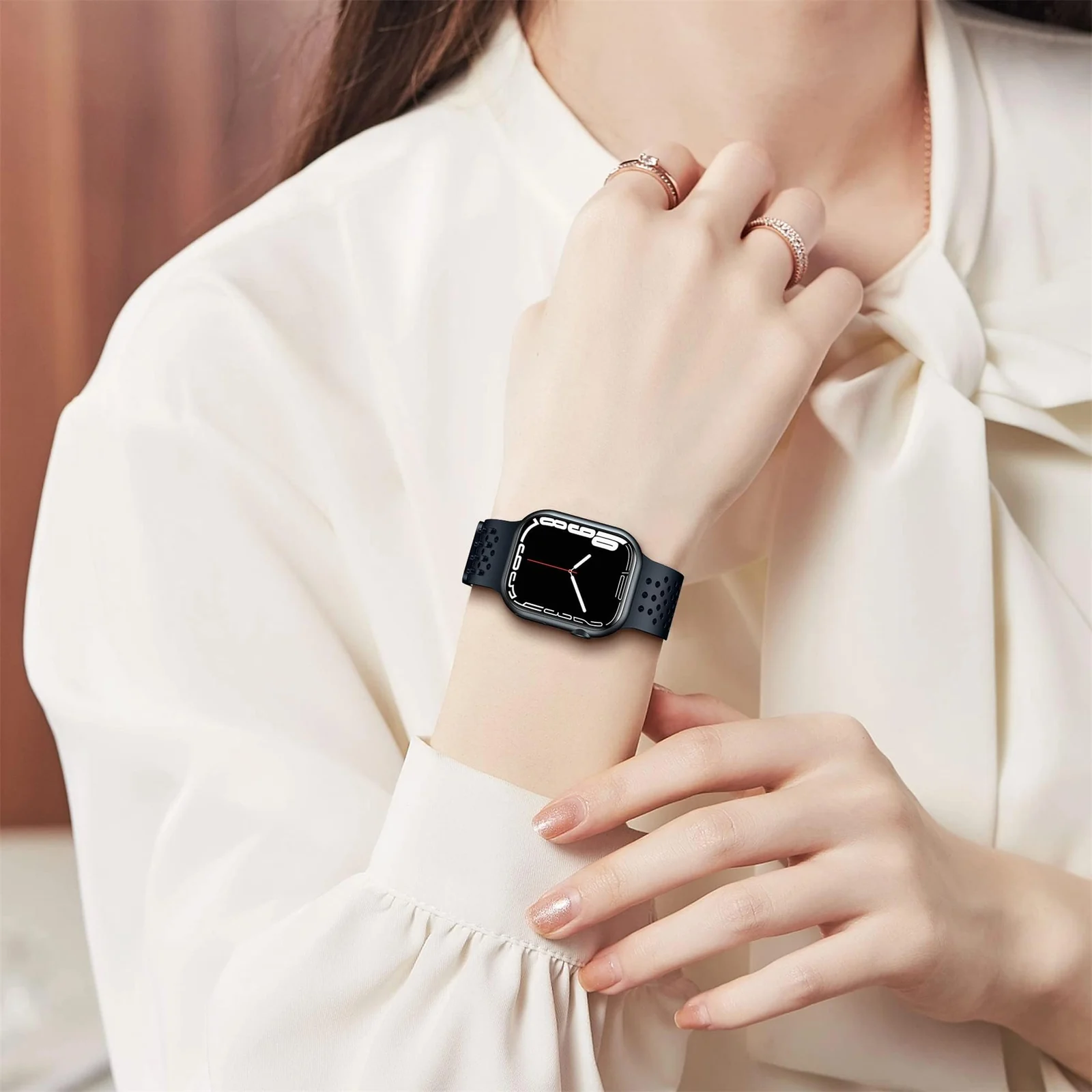 DL3 Mobilak Soft Silicone Band For Apple Watch Ultra Bands 49mm 45mm 44mm 42mm, Sport Replacement Wristband No Clasps for iWatch Series 8 ultra 7 6 5 4 SE 3 2 Women Men, Waterproof Strap - Black