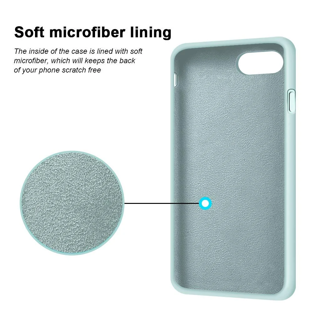 DL3 Mobilak Liquid Silicone Protective Case with Soft Microfiber Lining for iPhone SE 2022, SE 2020, iPhone 7, iPhone 8 - Mint Green