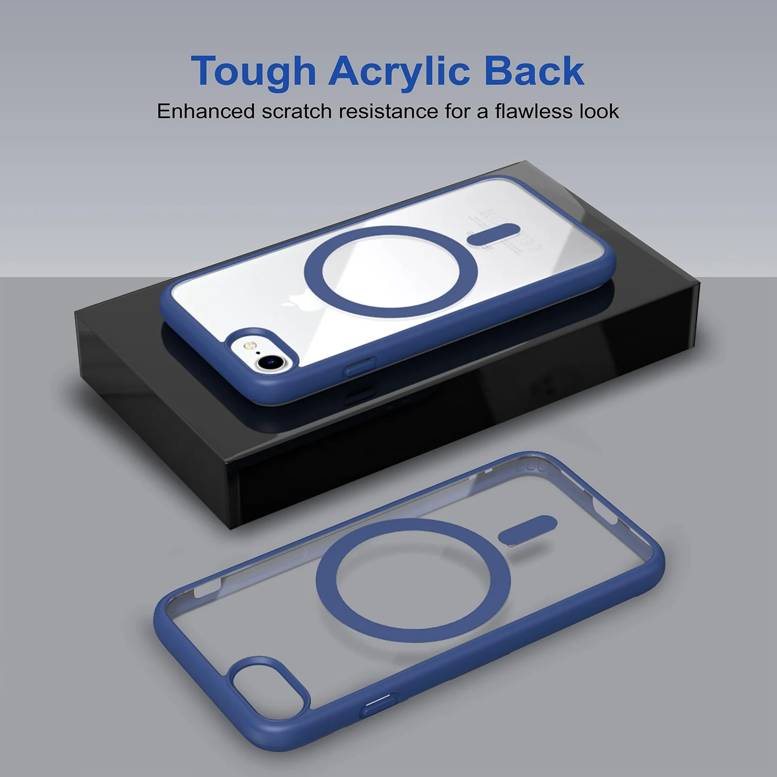 DL3 Mobilak Clear TPU Case for iPhone 7 Plus / 8 Plus, Compatible with MagSafe accessories, Camera protection, Shock-absorbing protection - Blue