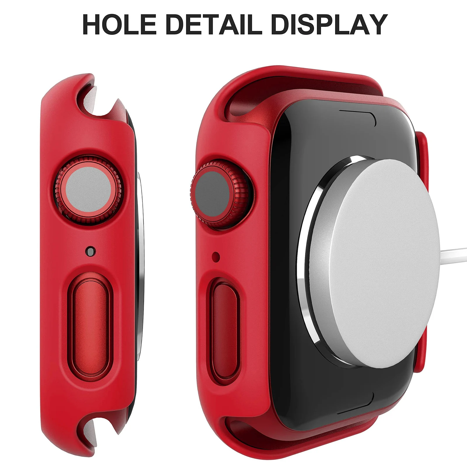 DL3 Mobilak Hard Case Designed for Apple Watch Series 8/7/6/5/4/Series SE/SE 2 44mm, Built-in 9H [HD Clear] Tempered Glass Screen Protector, [Full Protection] Slim Cover for 44mm - Red