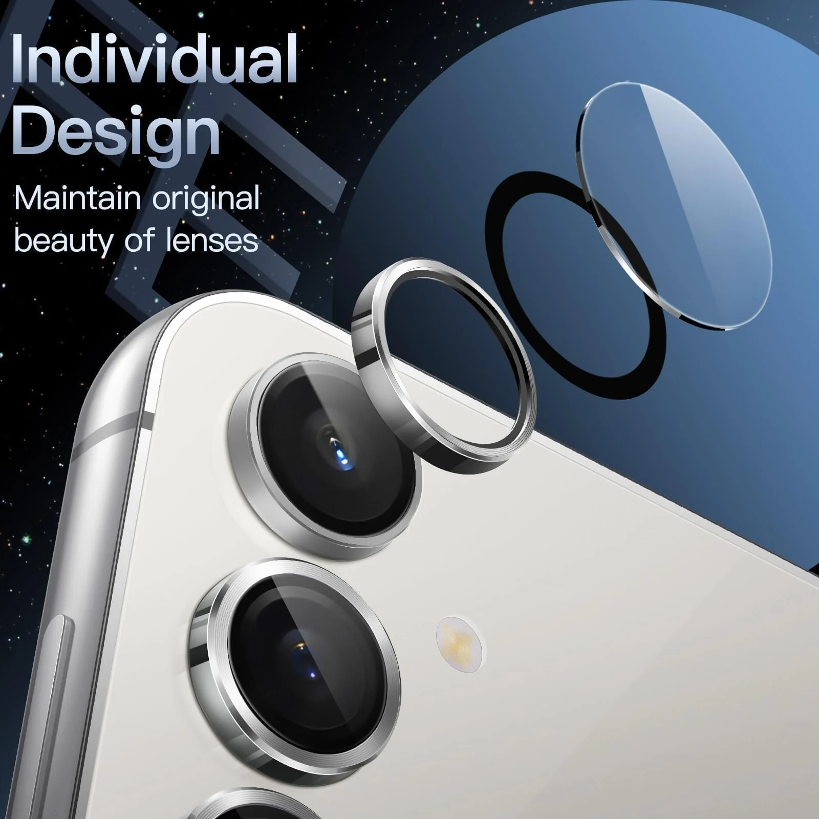 DL3 Mobilak Camera Lens Protector for Honor 600 Pro 5G Accessories, 9H Tempered Glass Metal Individual Ring Camera Cover Screen Protector, Case Friendly, Anti Scratch - Silver