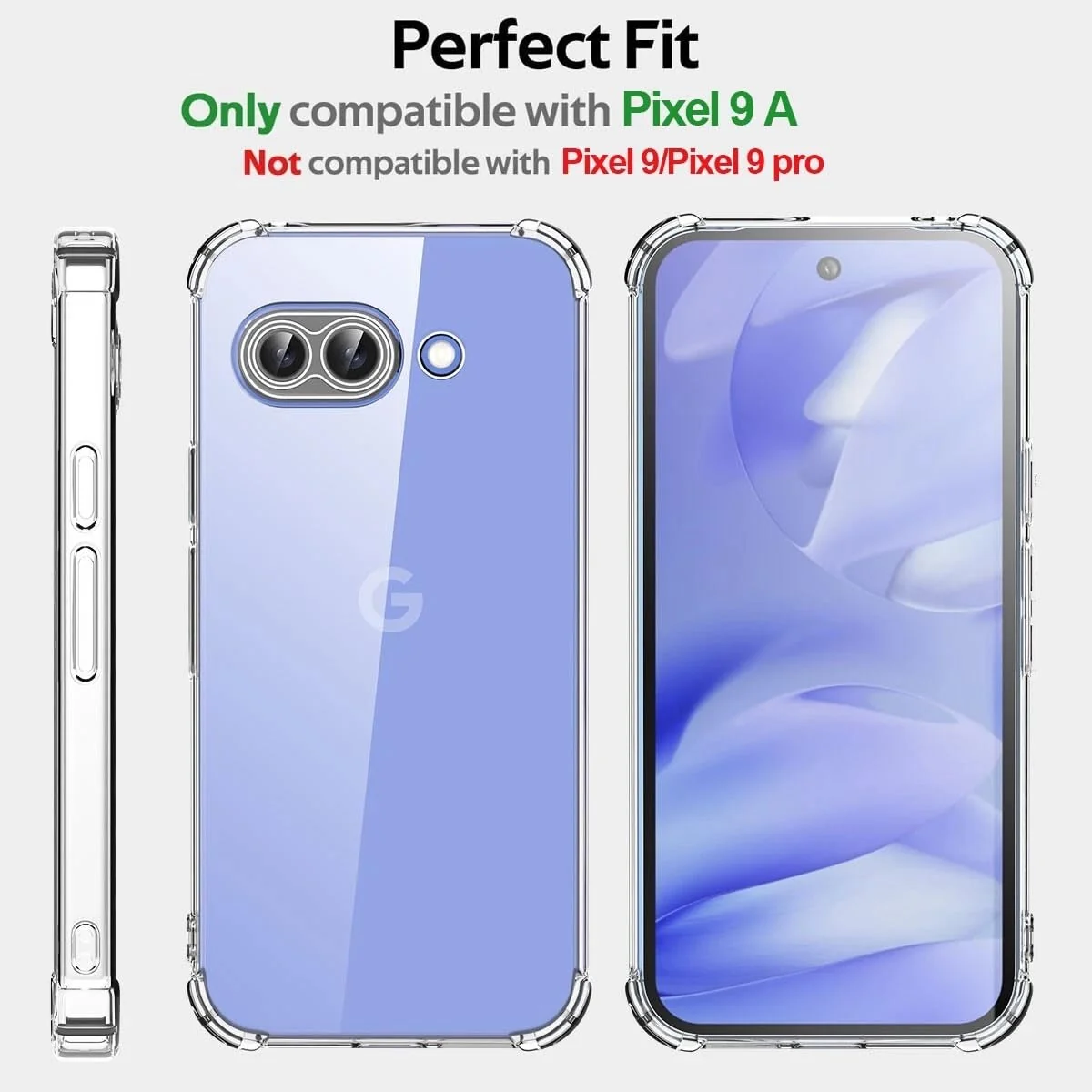 DL3 Mobilak Case Compatible with Google Pixel 9A, Cover SiliconeTransparent TPU Gorilla Anti-shock Protector Camera Shockproof Corners - Clear