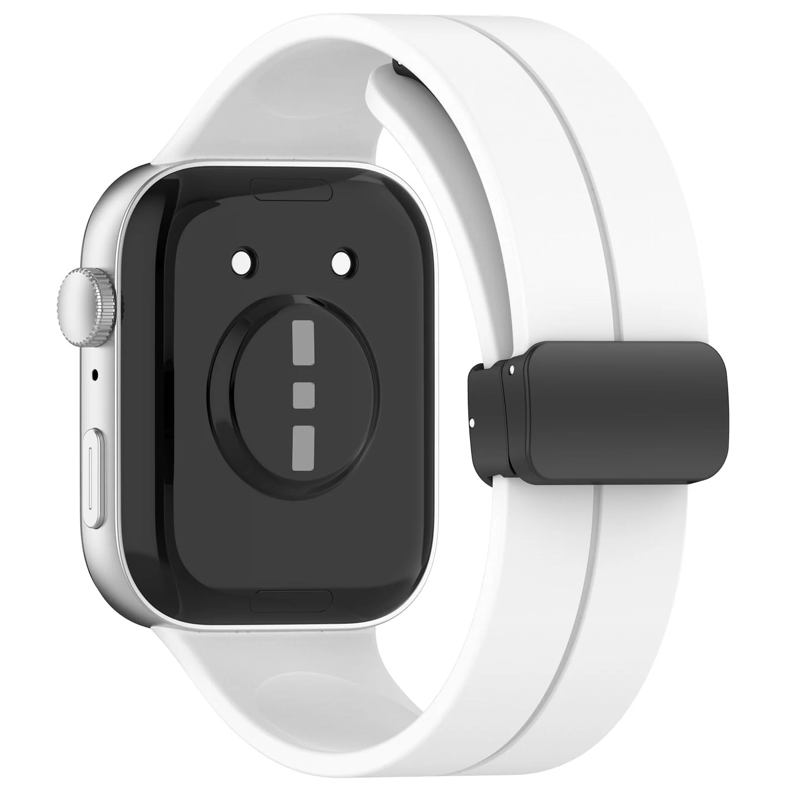 DL3 Mobilak Silicone Strap Compatible with Huawei Watch Fit 3/Watch Fit 4 Pro/Fit 4 Magnetic Metal Stainless Buckle Sport Silicone Strap, Band Quick Release Soft Replacment Wristband - White