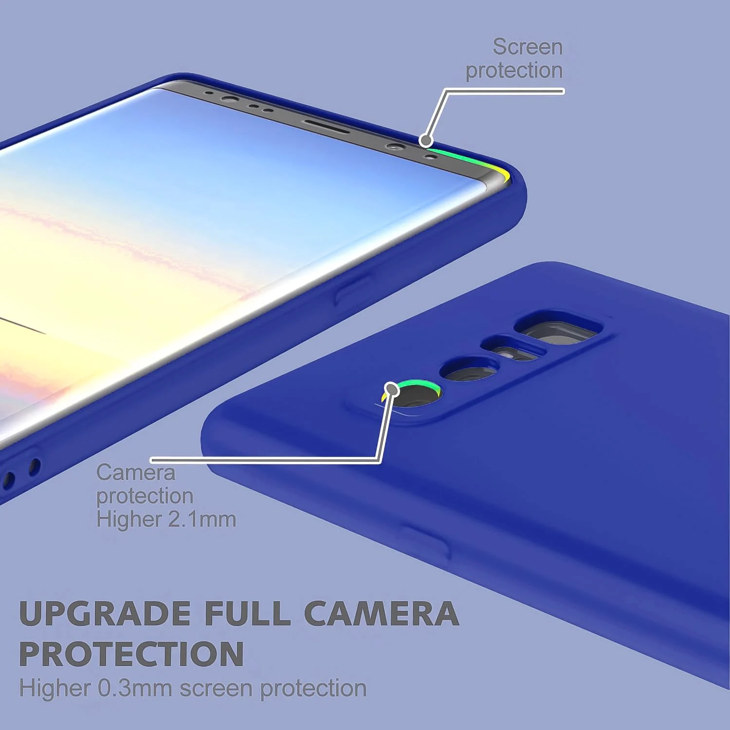 DL3 Mobilak Liquid Silicone Protective Case with Soft Microfiber Lining with Full Camera Protection for Samsung Galaxy Note 8 - Pepsi