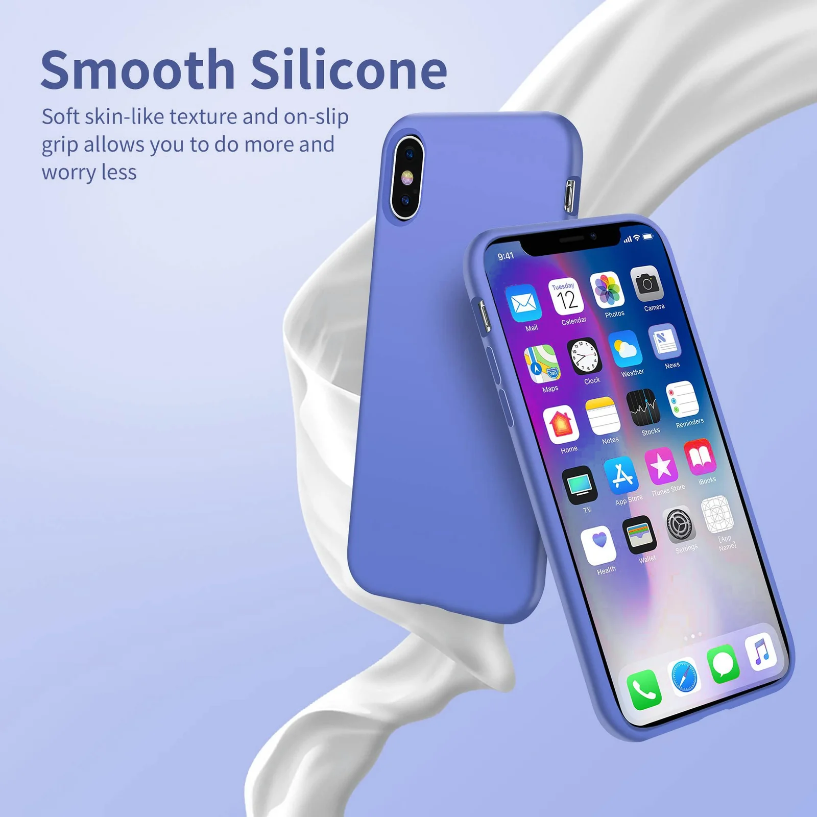 DL3 Mobilak Compatible with iPhone XS Max Case, Liquid Silicone Case, Full Body Protective Cover, Shockproof, Slim Phone Case, Anti-Scratch Soft Microfiber Lining - Light Blue 2