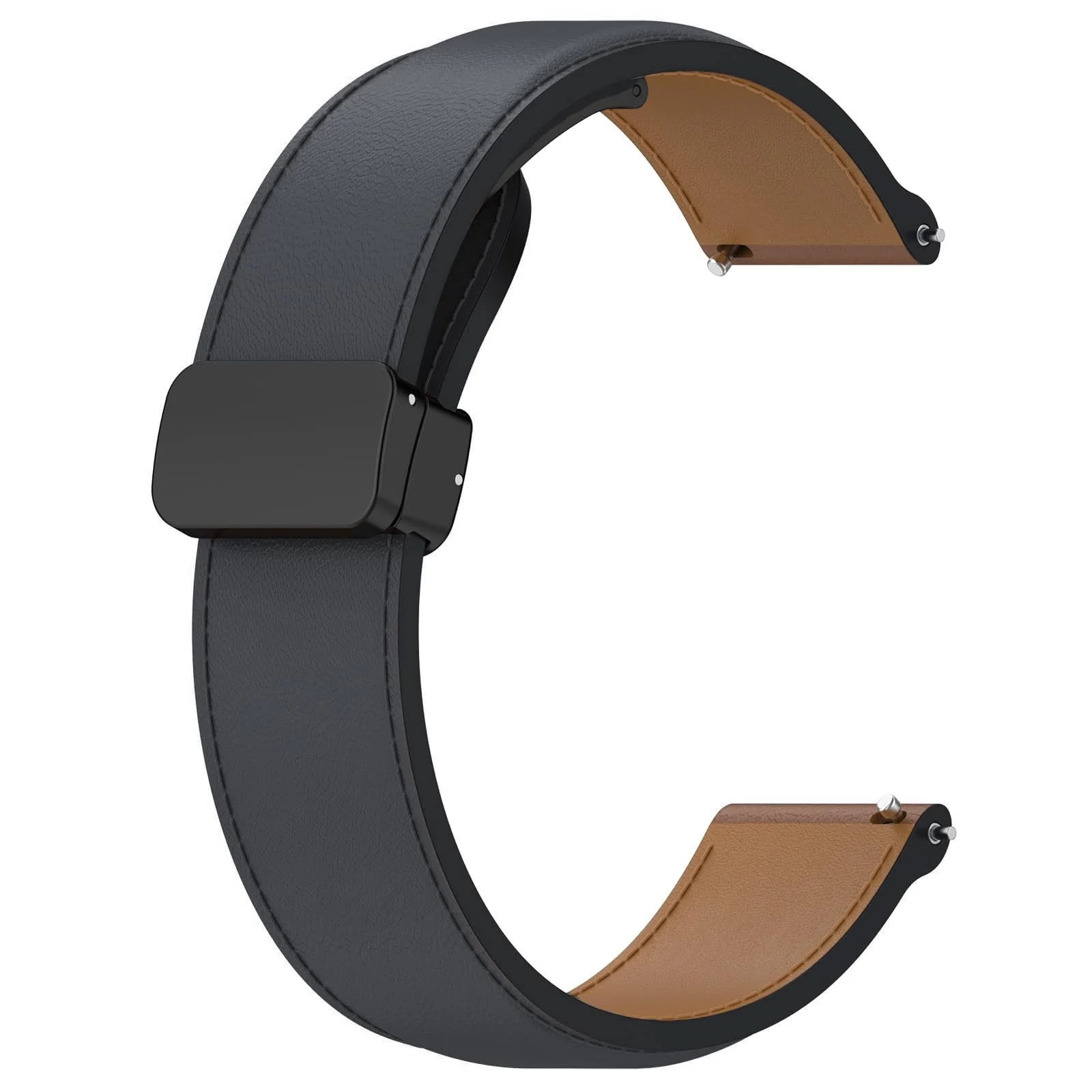 DL3 Mobilak Leather Bands 20MM Compatible with Samsung Gear Sport/Watch 6/5/4 40mm 44mm/Watch 6 Classic 43mm 47mm/ 5 Pro 45mm/S2 classic, Leather Magnetic Buckle Design Strap For active2 - Dark Gray