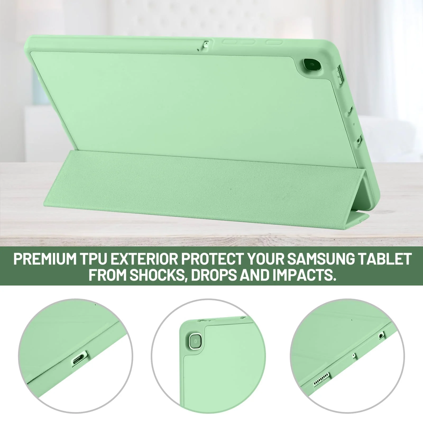 DL3 Mobilak Smart Case For Samsung Galaxy Tab S6 Lite 10.4 inch 2022 (SM-P613/P619) & 2020 (SM-P610/P615) with Pencil Holder, Soft TPU Smart Stand Back Cover Auto Wake/Sleep - Mint Green
