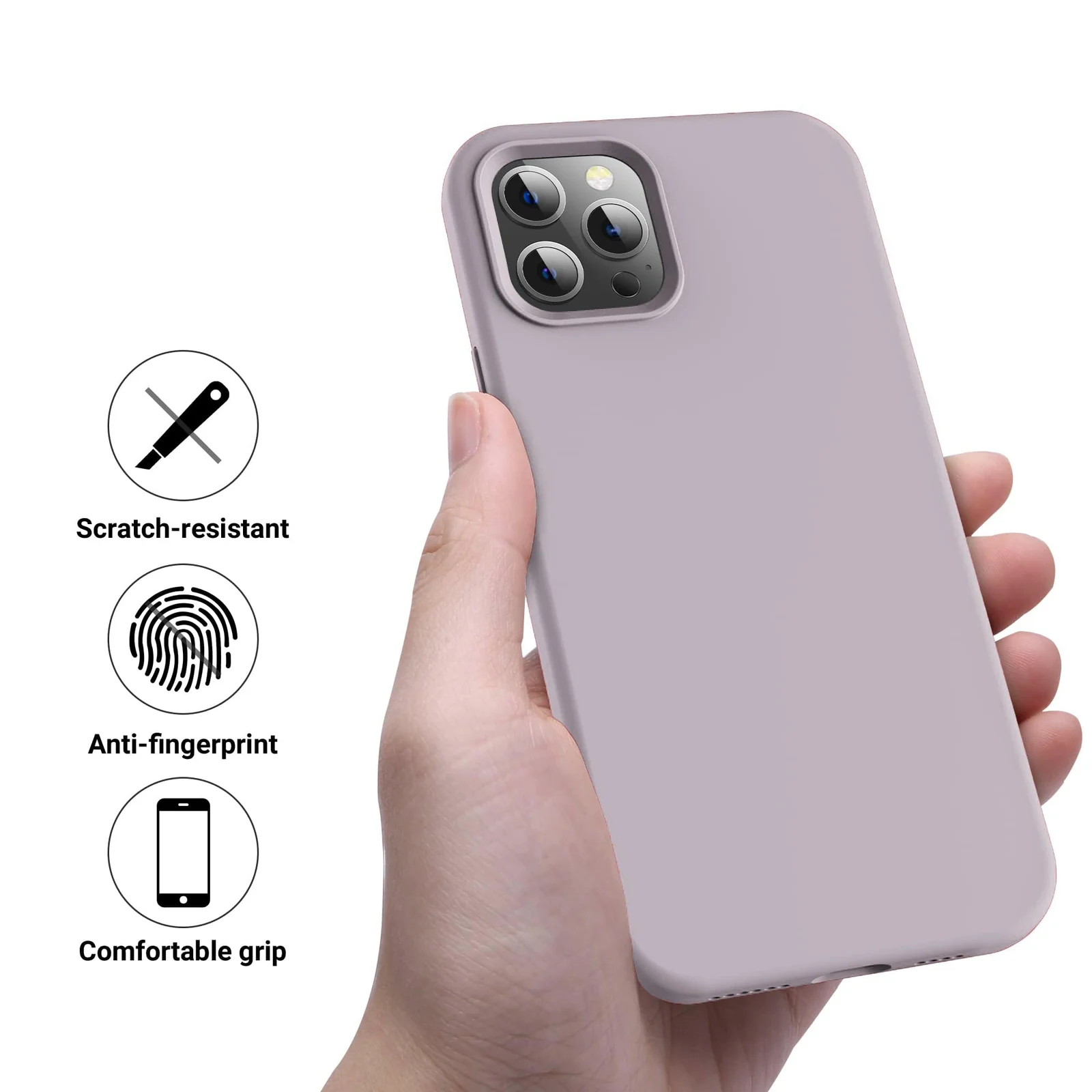 DL3 Mobilak Liquid Silicone Case for iPhone 13 Pro Max (6.7 Inch), Shock-absorbing protection, Scratch-resistant surface, Soft microfiber lining - Lavender Pink