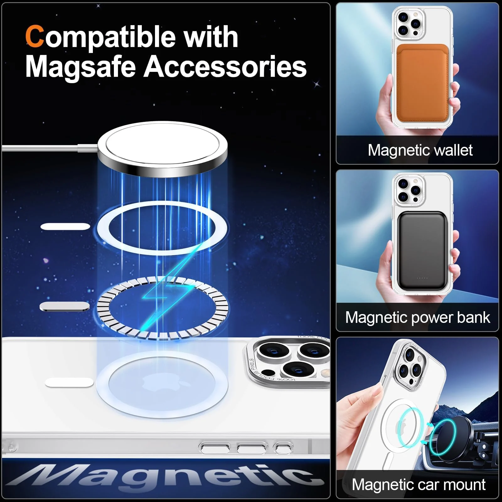 DL3 Mobilak Translucent Matte Case for iPhone 14 Pro 6.1-Inch, Compatible with MagSafe accessories, Supports wireless charging, Built-in magnetic car-mount support - White