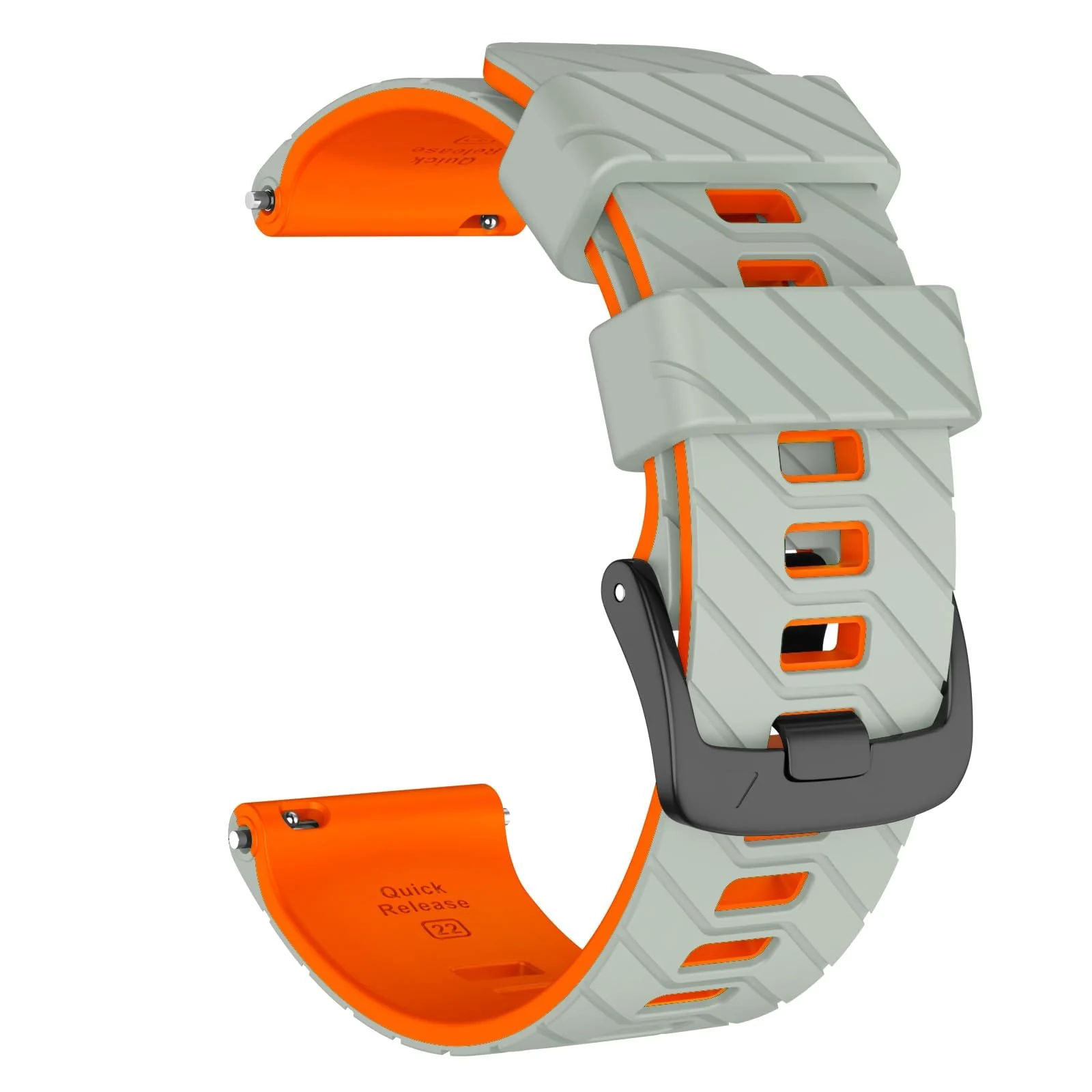DL3 Mobilak Silicone Sport Band 22MM Strap For Xiaomi Redmi Watch 5 Active/5 Lite/Samsung Galaxy Watch 3 45mm/Watch 46mm/Gear S3/Huawei watch GT5 GT4 GT3 GT2 GT 46MM/GT2E/GT3 Pro/GT 5 Pro - Gray/orange