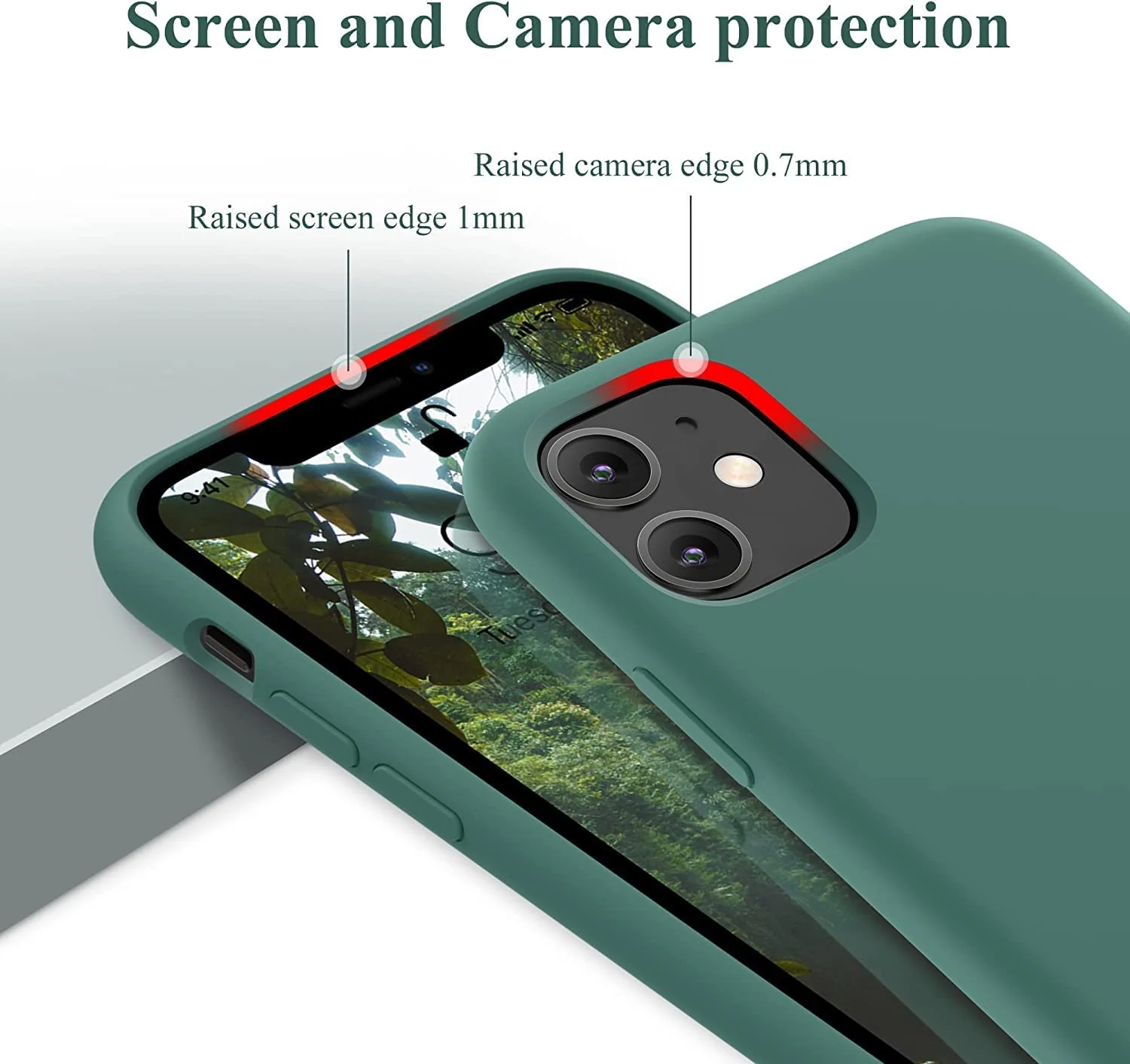 DL3 Mobilak Liquid Silicone Case for iPhone 11 (6.1 Inch), Shock-absorbing protection, Scratch-resistant surface, Soft microfiber lining - Pine Green