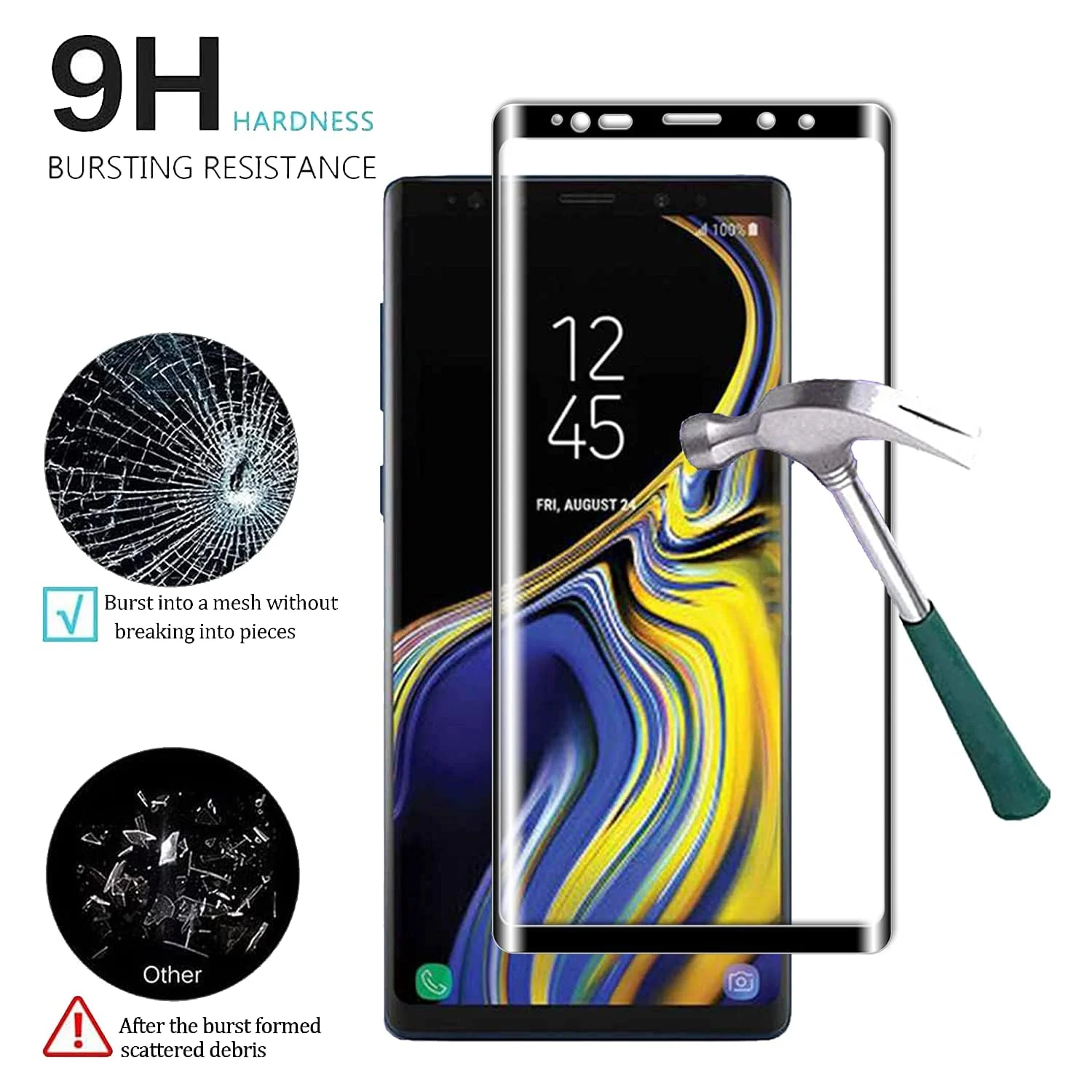 DL3 Mobilak Screen Protector for Samsung Galaxy Note 9, Tempered Glass Screen Saver Premium HD Protective, Scratch Resistant, NO-Bubble, 9H Hardness, Full Coverage Film - Clear