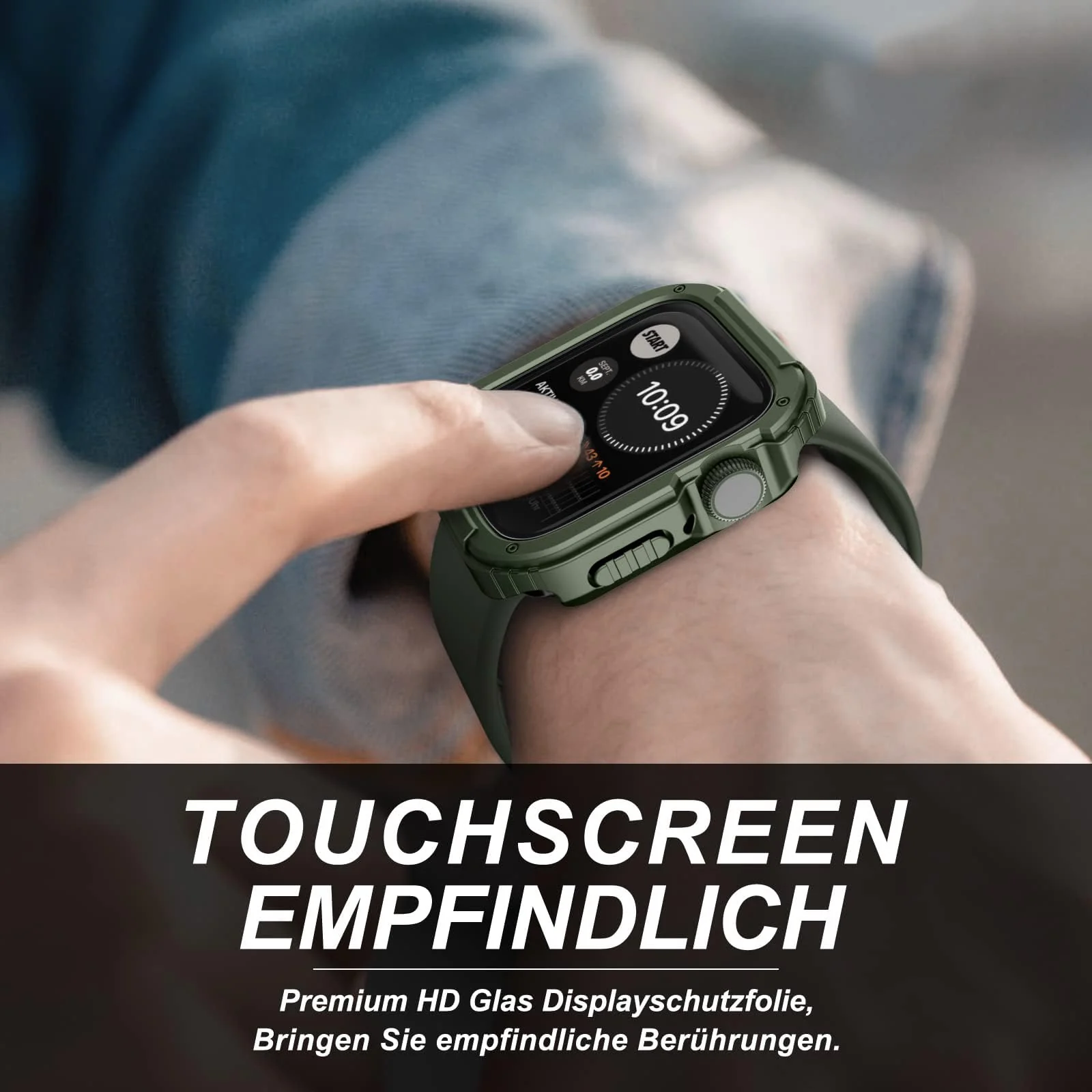 DL3 Mobilak Rugged Apple Watch Case 38mm Series 3/2/1 with Built-in Glass Screen Protector, Durable Military Grade Drop-Proof Protective Cove Full Coverage Shock-Proof Bumper For iWatch 38mm - Green