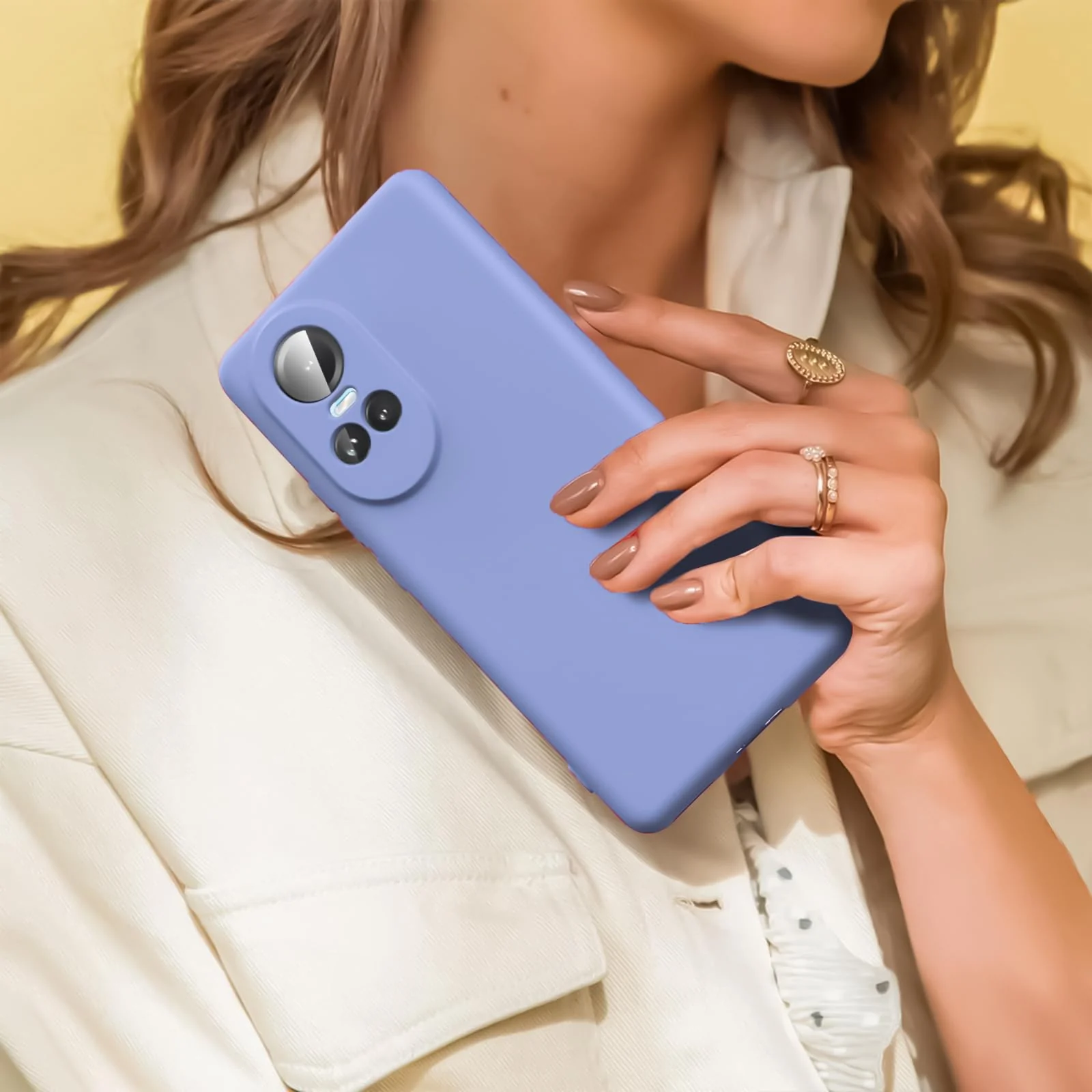 DL3 Mobilak Liquid Silicone Protective Case with Soft Microfiber Lining with Full Camera Protection for OPPO Reno 10 5G / OPPO Reno 10 Pro 5G - Baby Blue