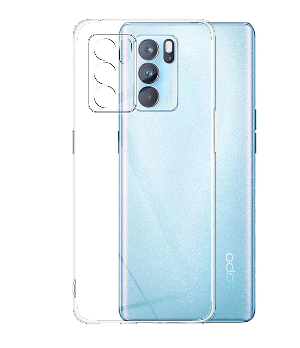 DL3 Mobilak Case Compatible with OPPO Reno 6 5G Case Crystal Soft TPU Gel Case Flexible Silicone Anti-Scratch Camera Protection TPU Cover - Clear