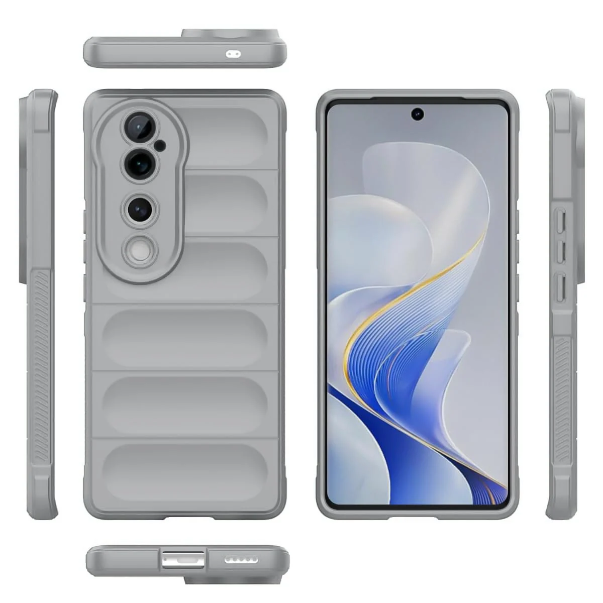 DL3 Mobilak Silicone Case for Vivo V40 5G / Vivo V40 Pro 5G Heavy Duty Protective [Slim Fit] Shockproof Soft Flexible Protective Design Shock-Absorption TPU Cover With Camera Protection - Gray