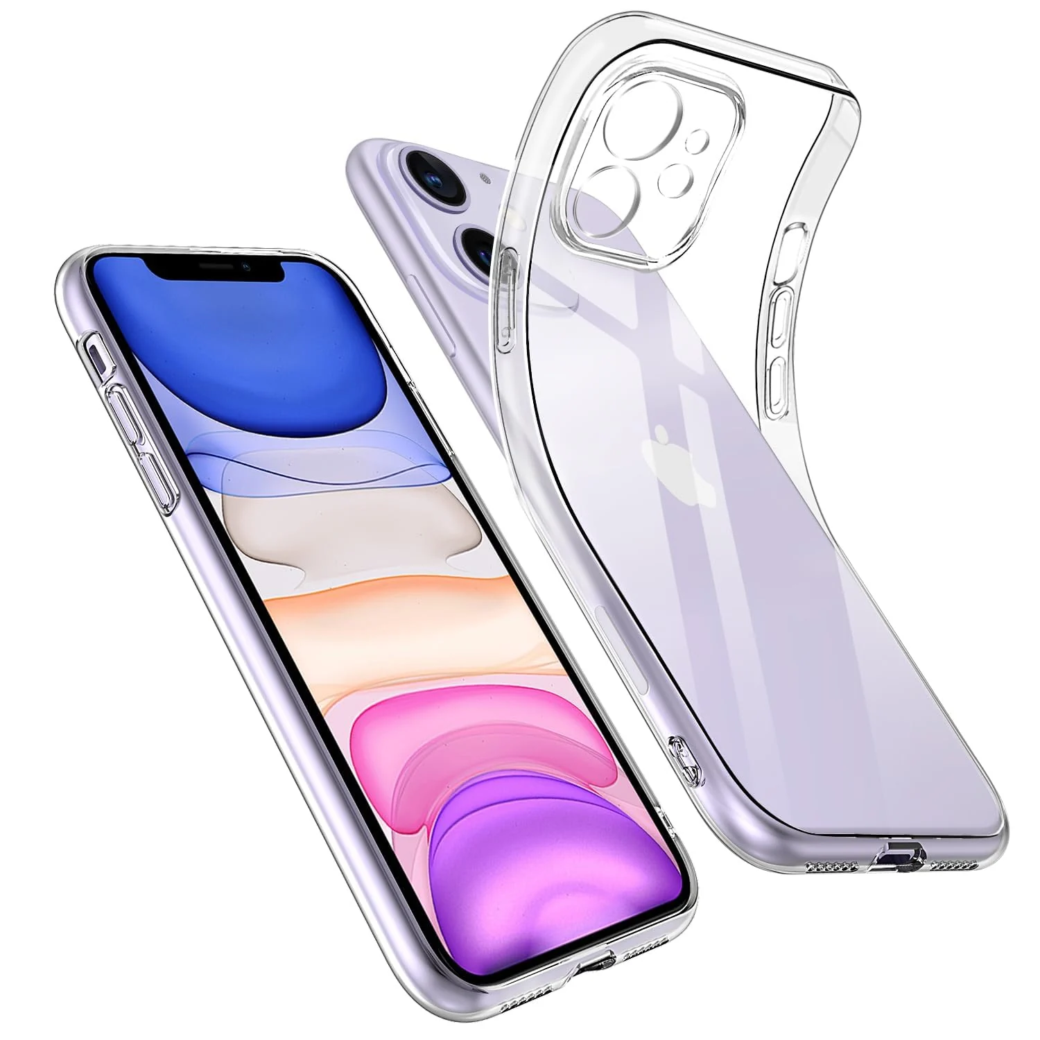 DL3 MOBILAK Camera Protective Case Compatible with iPhone Case Transparent, Mobile Phone Case iPhone Thin Soft Silicone Anti-Yellow Protective Case - Clear